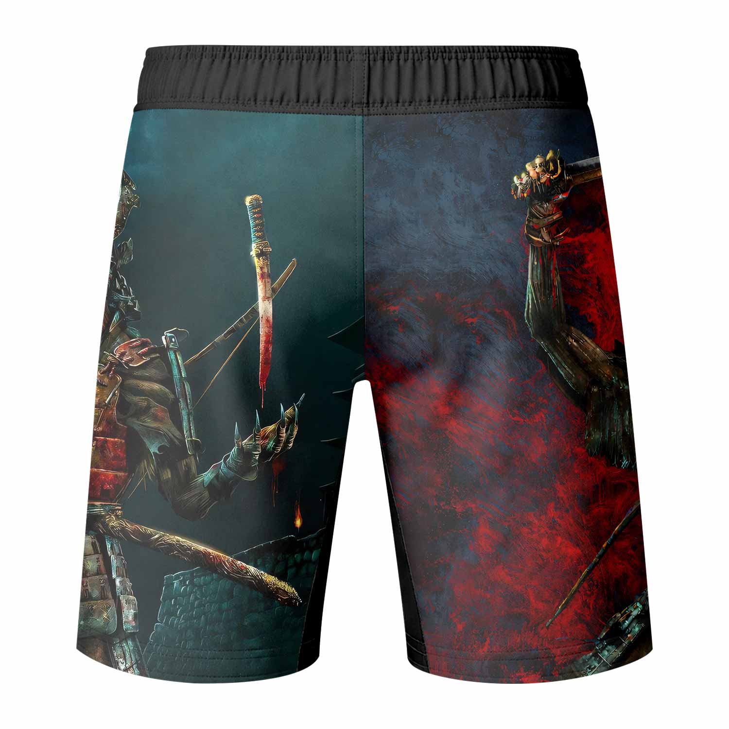 Iron Maiden Senjutsu Fight Shorts - back view mockup