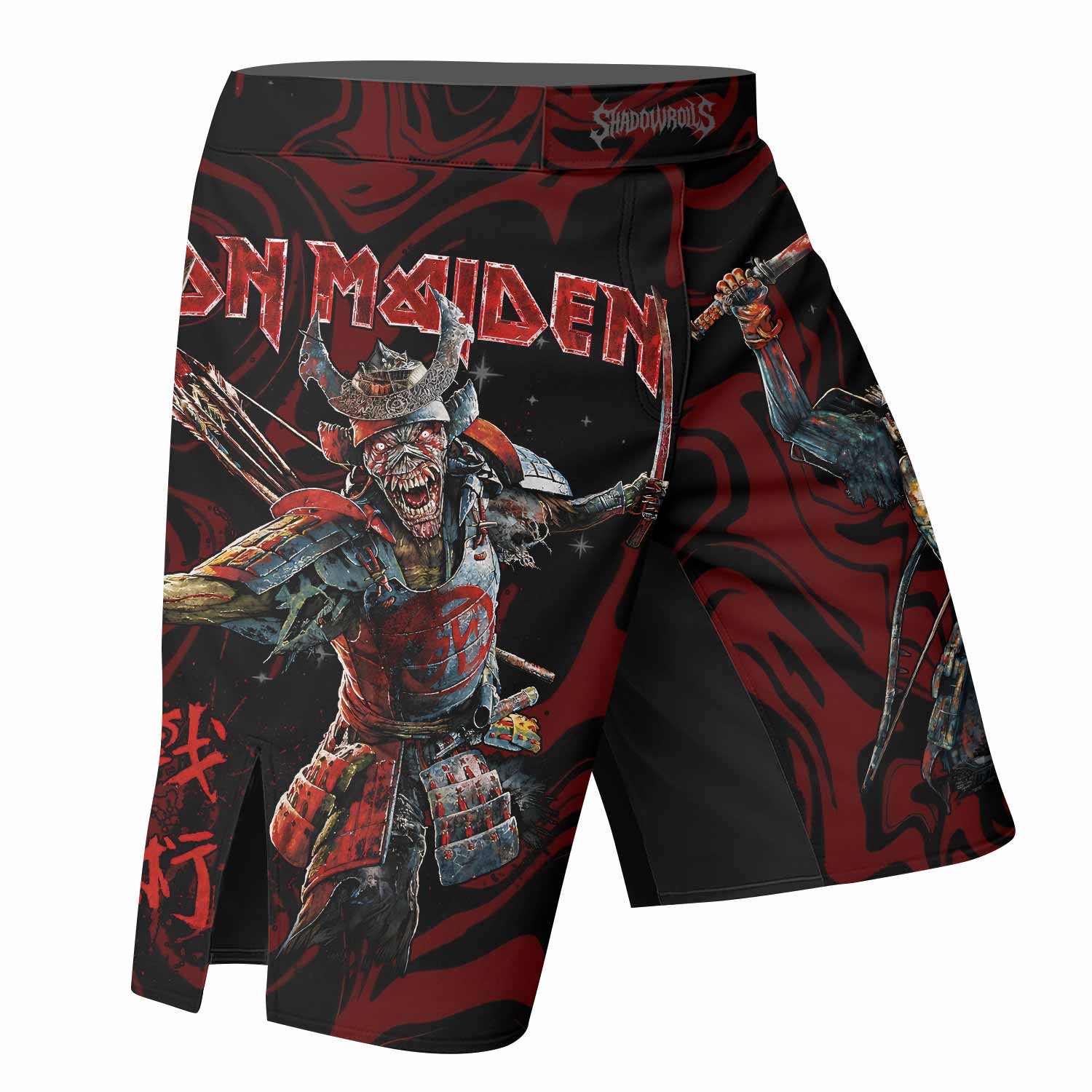 Iron Maiden Senjutsu Samurai Eddie Fight Shorts - right side mockup