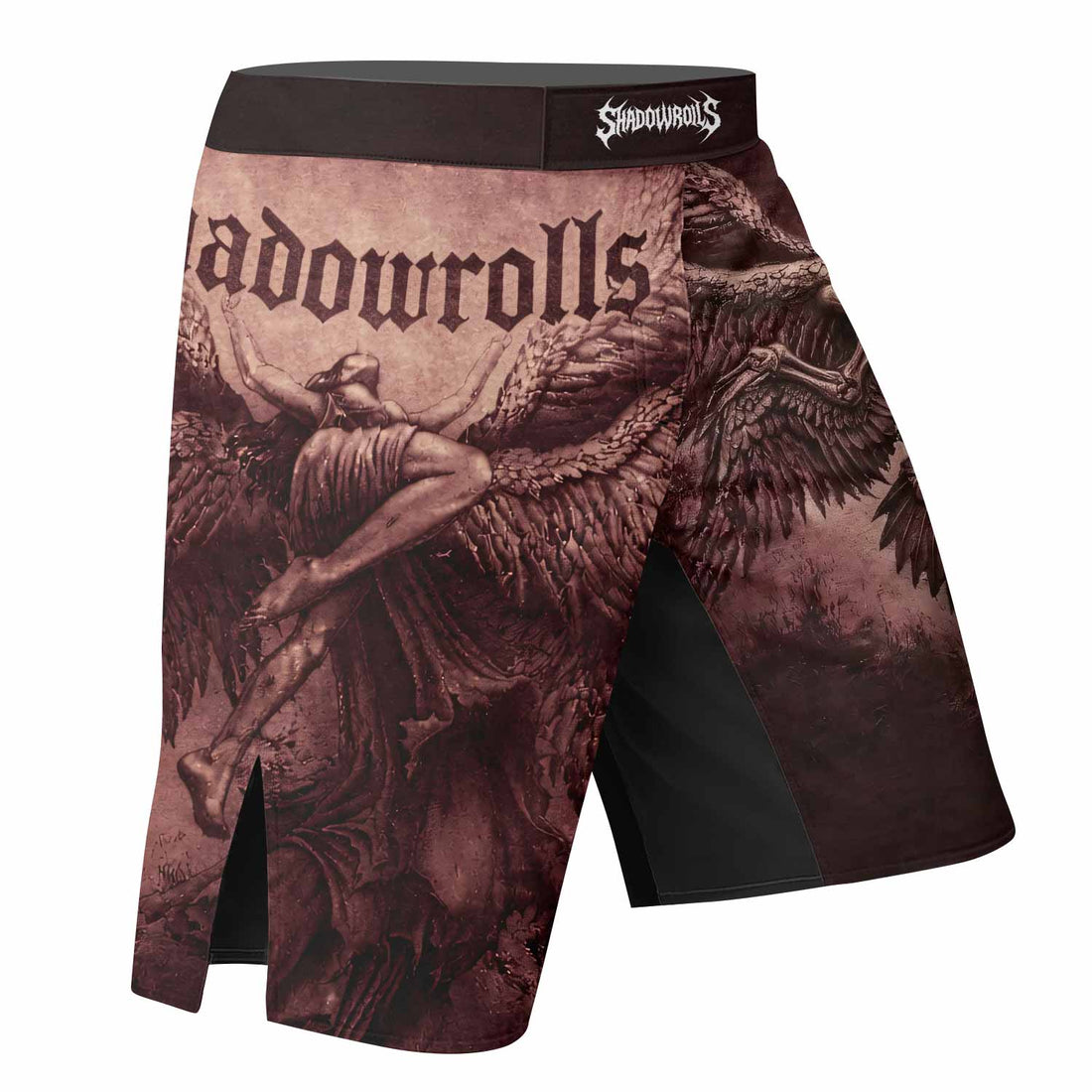 Bones of Grace Dark Angel Fight Shorts - right side mockup