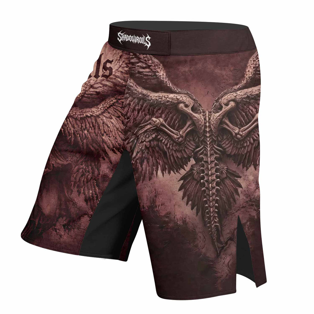Bones of Grace Dark Angel Fight Shorts - right side mockup