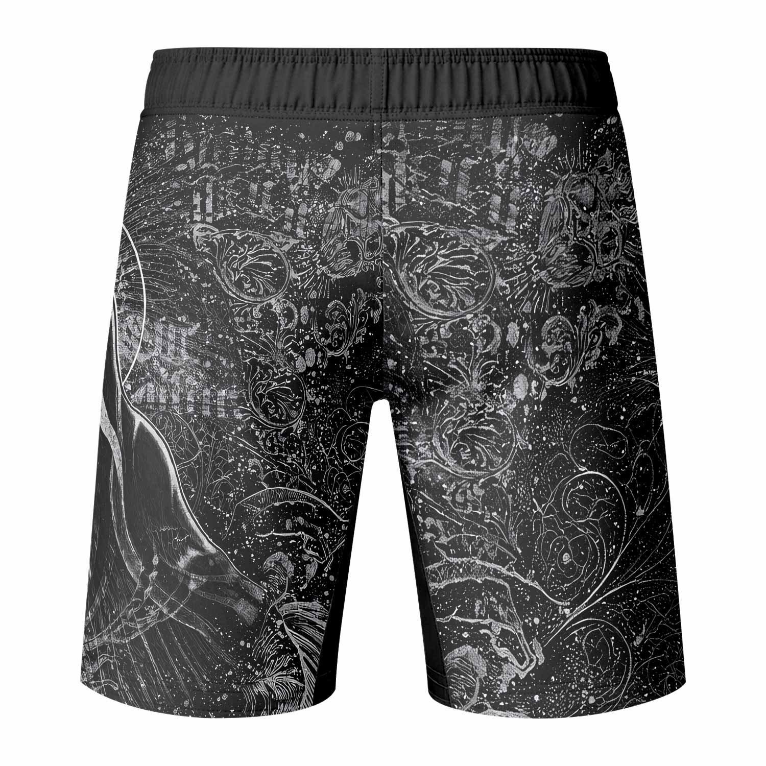 Virgin Mary Fight Shorts - back view mockup
