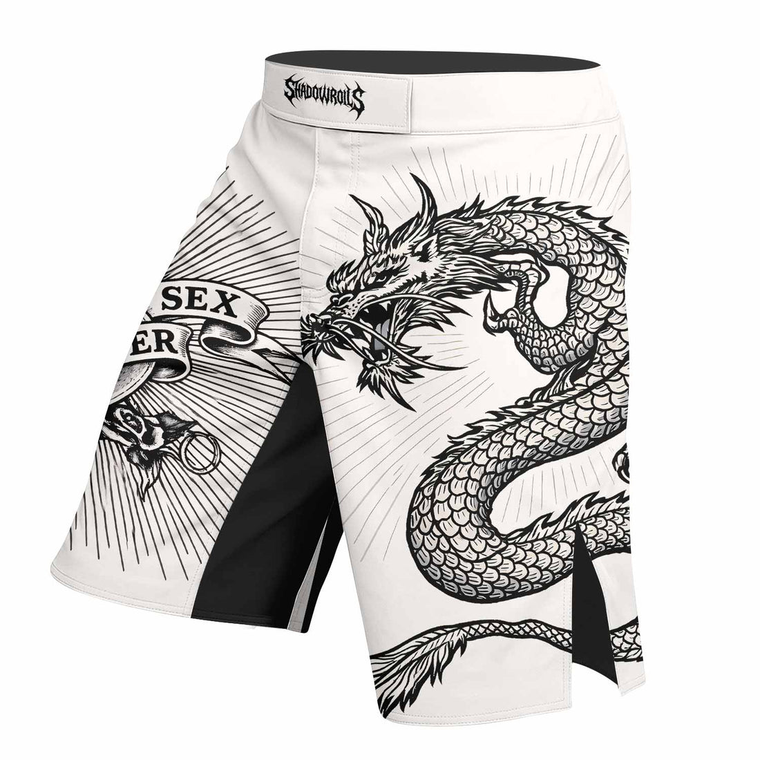 Dragon Tattoo Fight Shorts - right side mockup