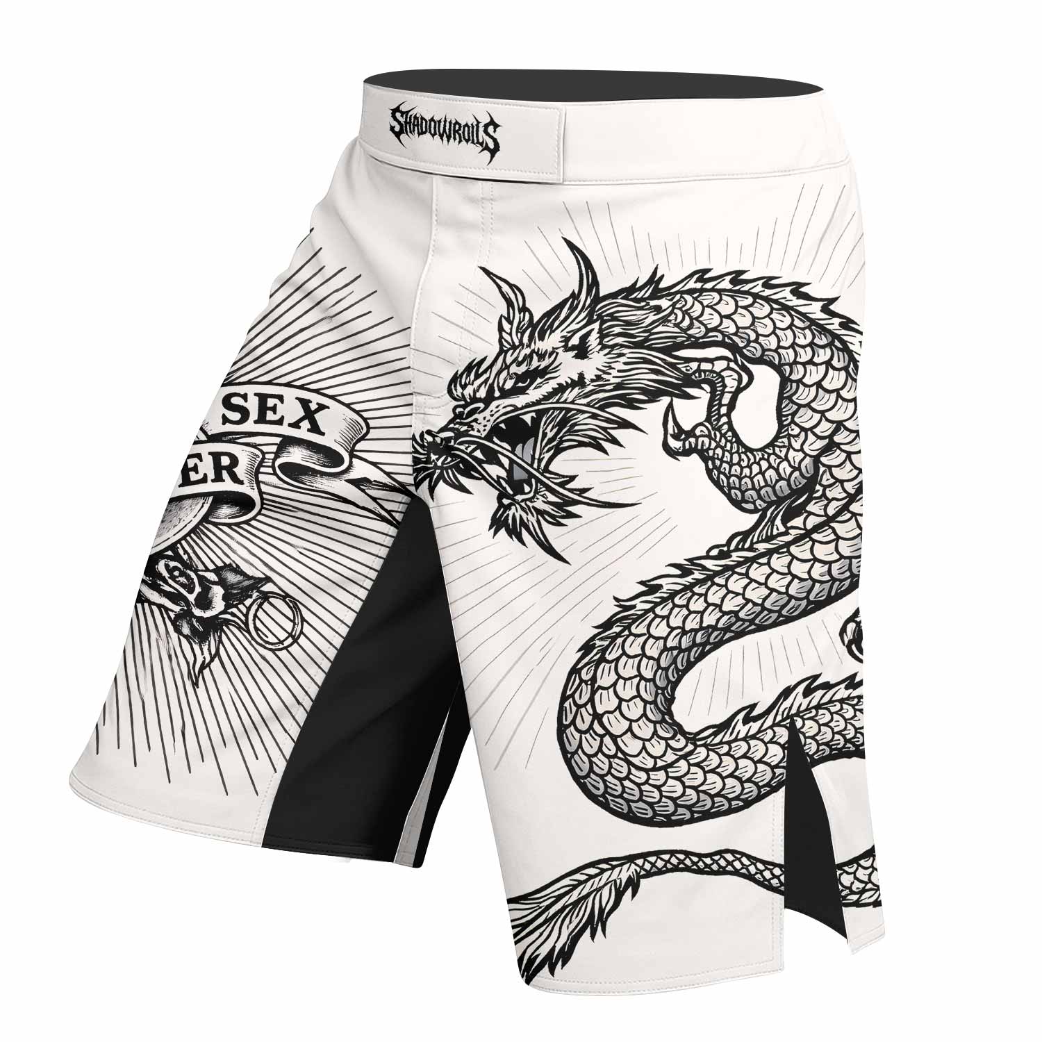 Dragon Tattoo Fight Shorts - left side mockup