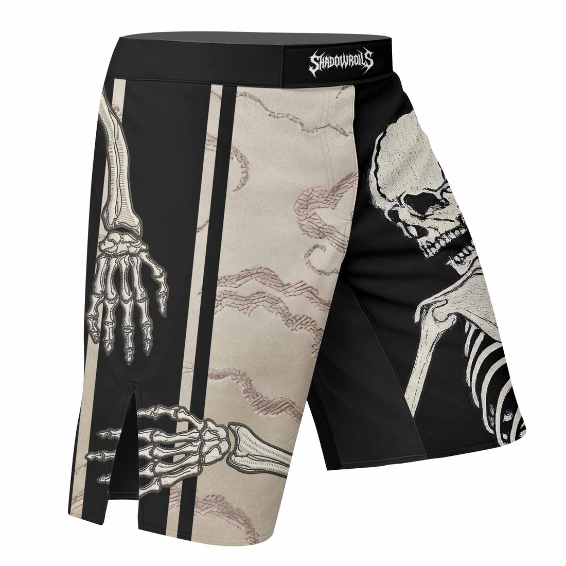 Bare Bones Skeleton Fight Shorts - right side mockup