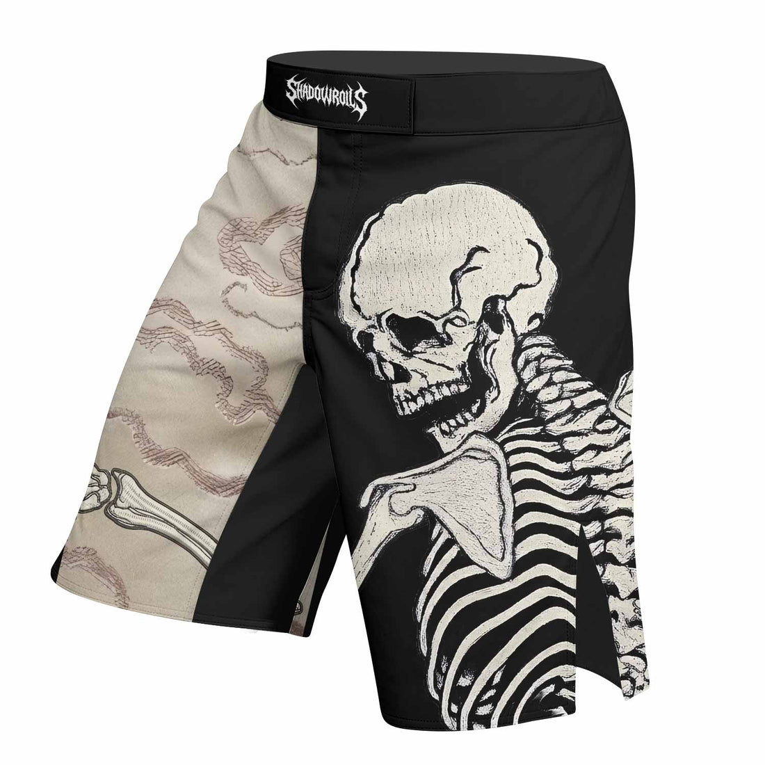 Bare Bones Skeleton Fight Shorts - right side mockup