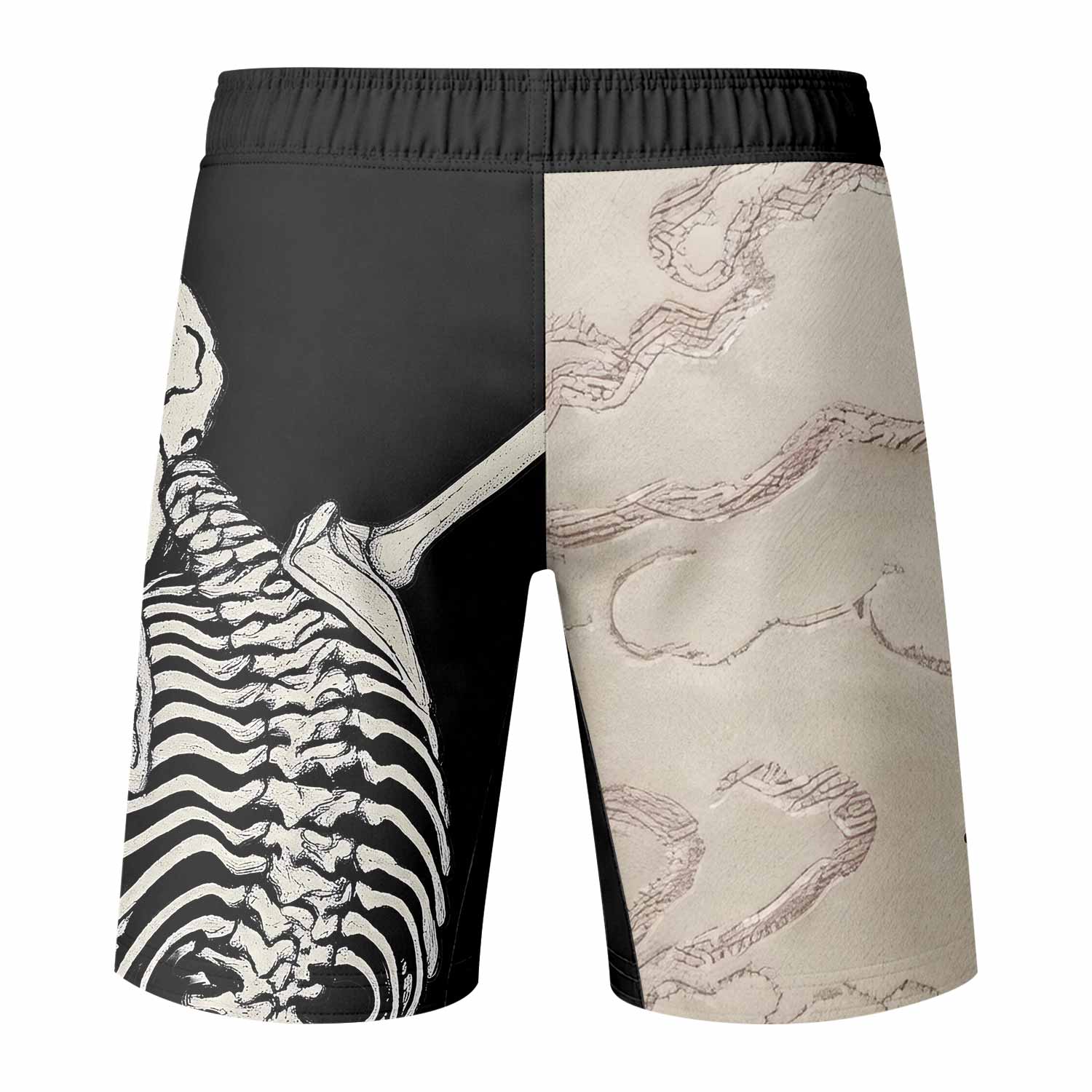 Bare Bones Skeleton Fight Shorts - back view mockup