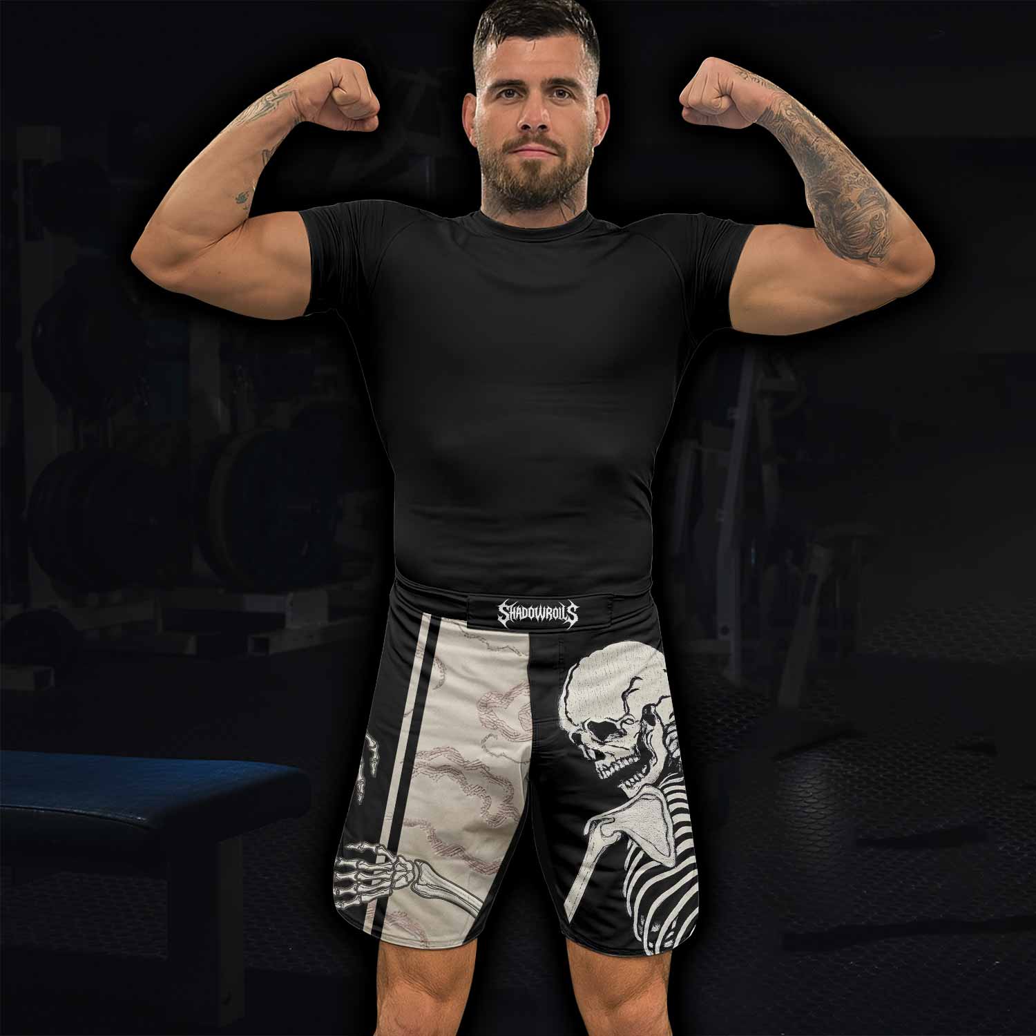 Bare Bones Skeleton Fight Shorts - lifestyle view