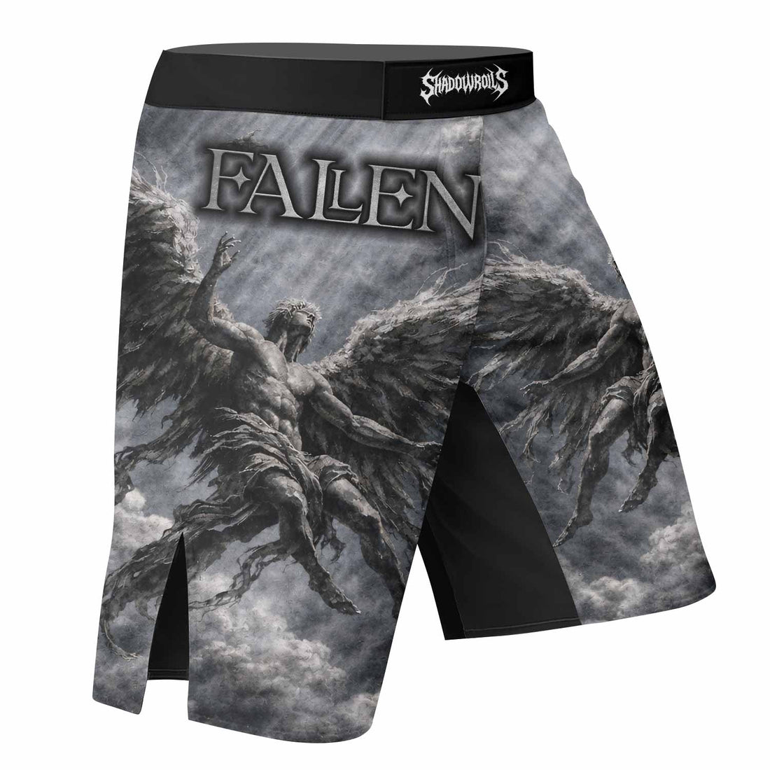 Fallen Angels Fight Shorts - right side mockup