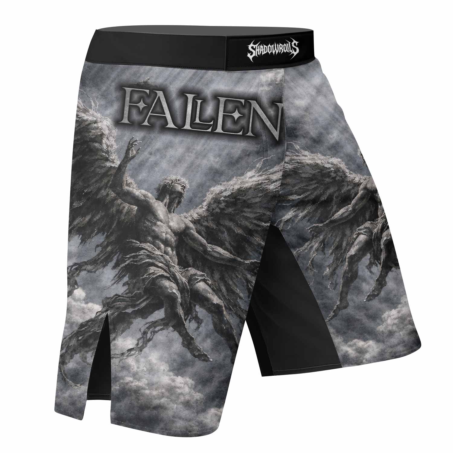 Fallen Angels Fight Shorts - right side mockup