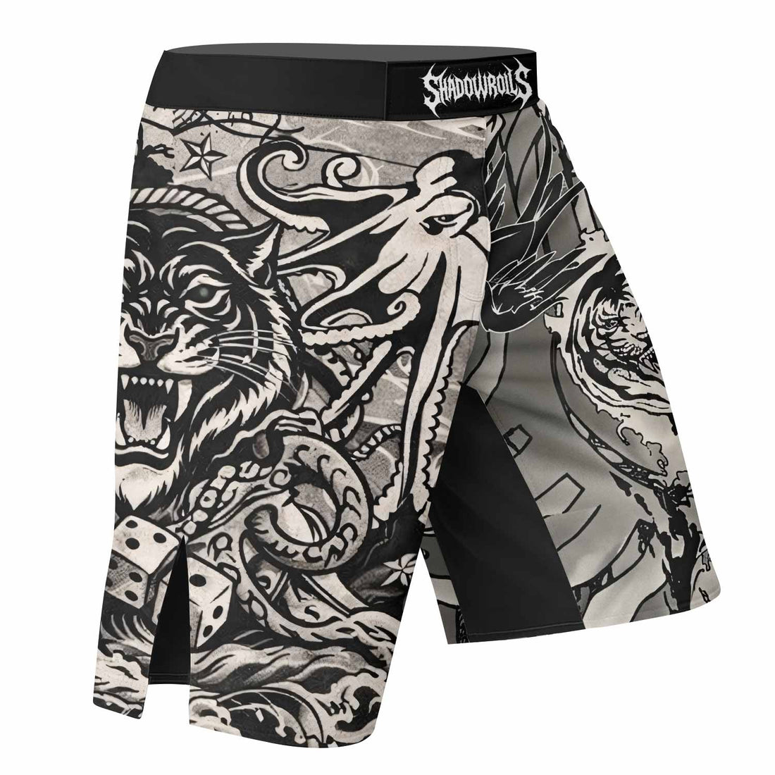 Savage Ocean Irezumi Fight Shorts - right side mockup