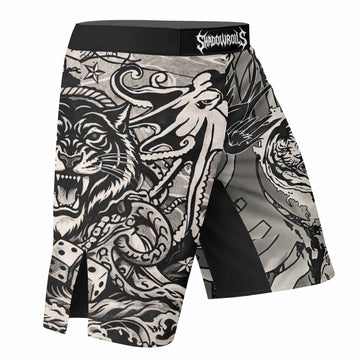 Savage Ocean Irezumi Fight Shorts - right side mockup