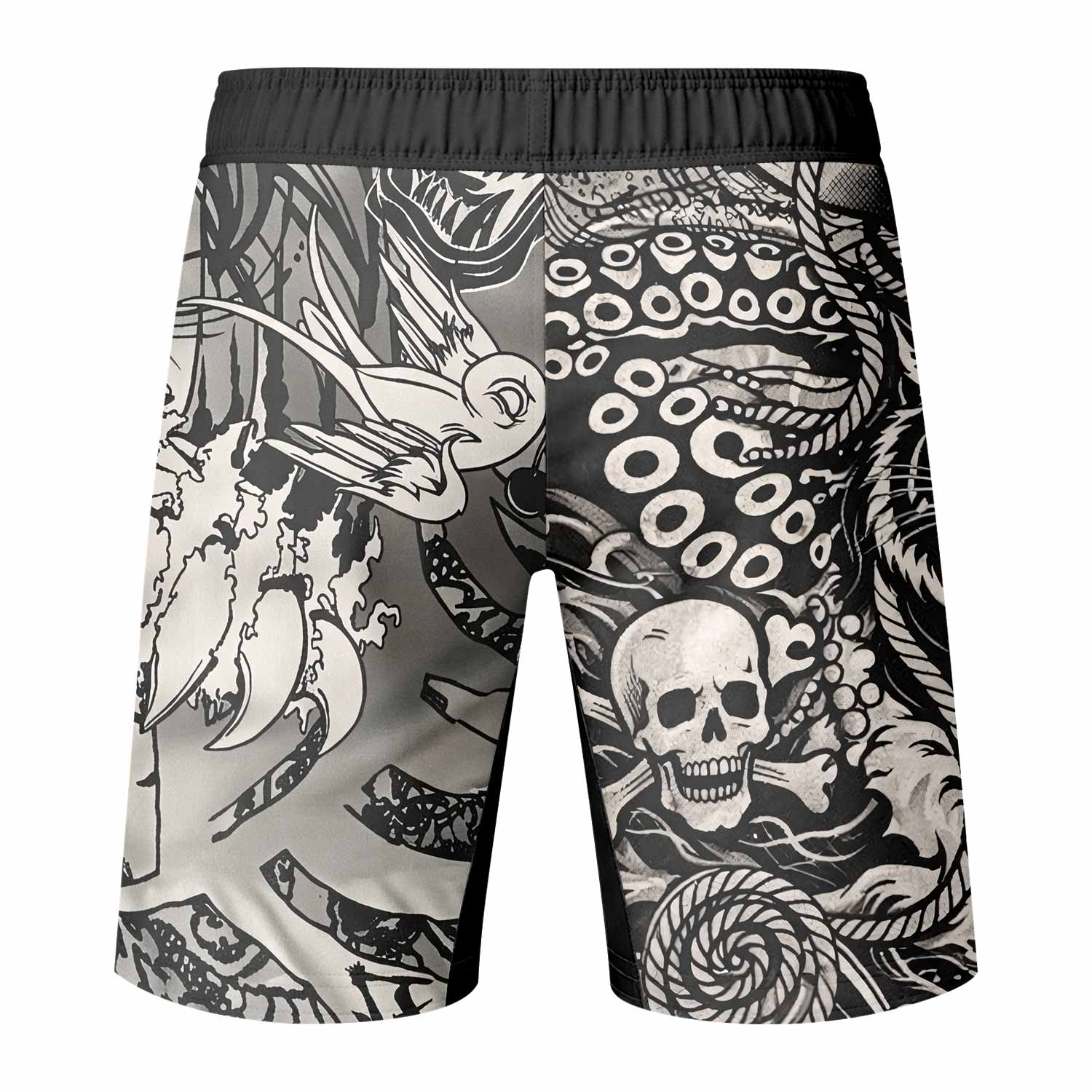 Savage Ocean Irezumi Fight Shorts - back view mockup