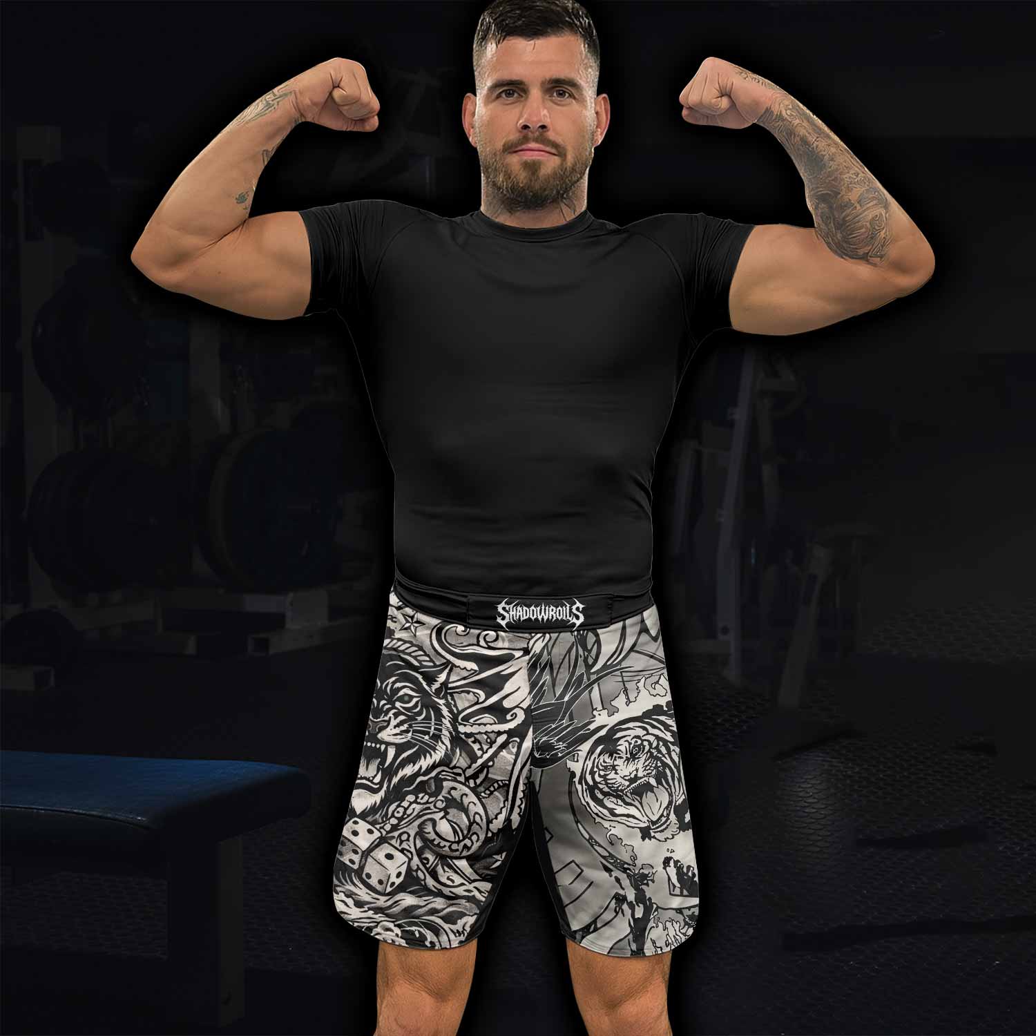 Savage Ocean Irezumi Fight Shorts - lifestyle view