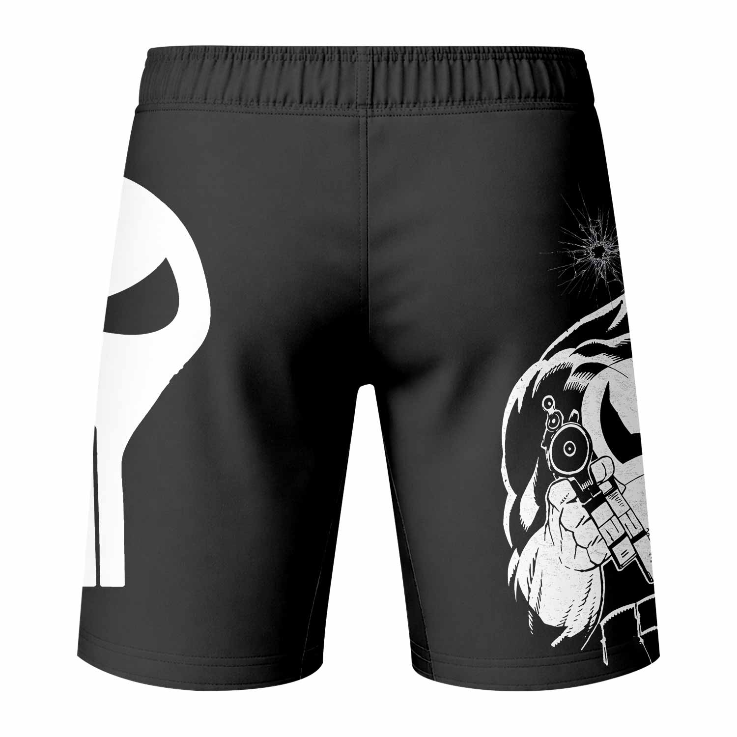 The Punisher Comic Frank Castle Fight Shorts - back view mockup