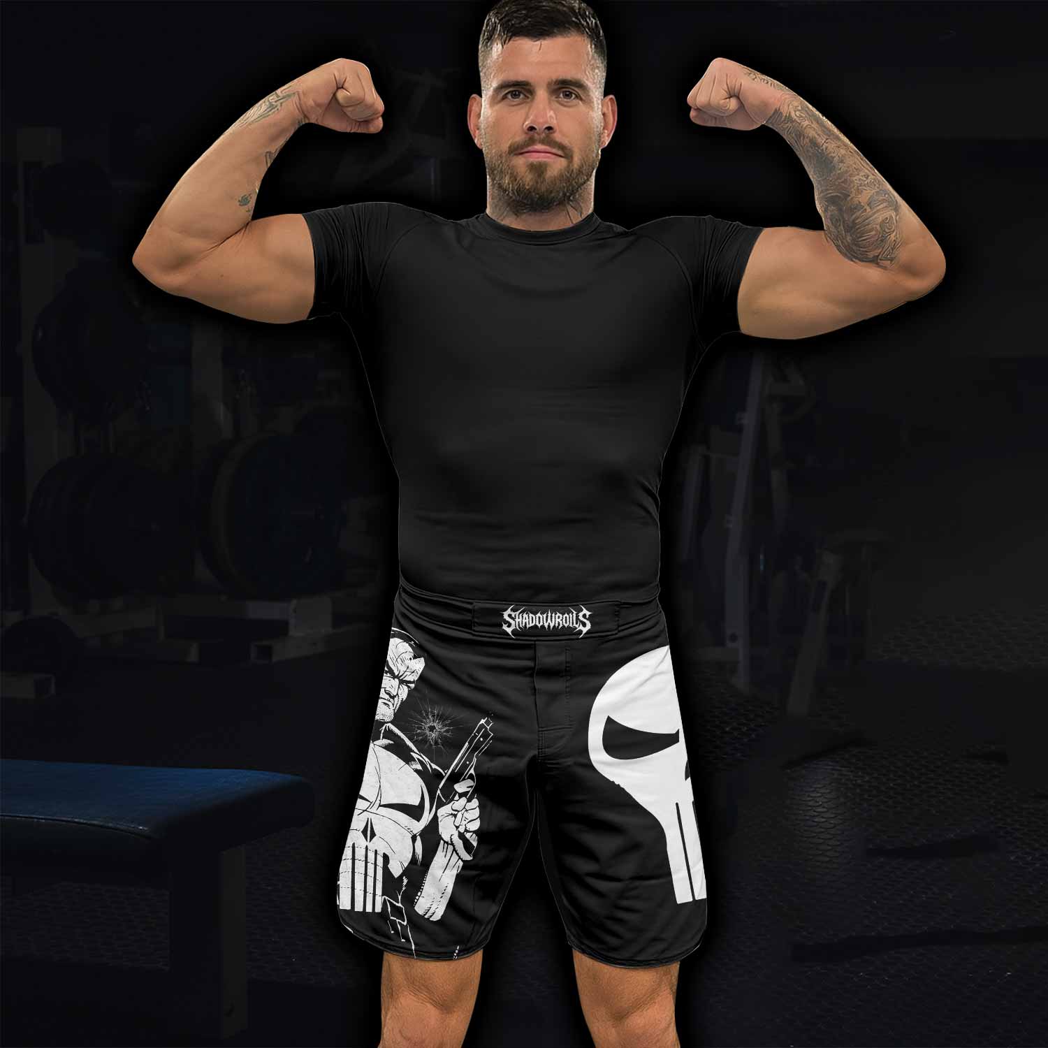 The Punisher Comic Frank Castle Fight Shorts - lifestyle view