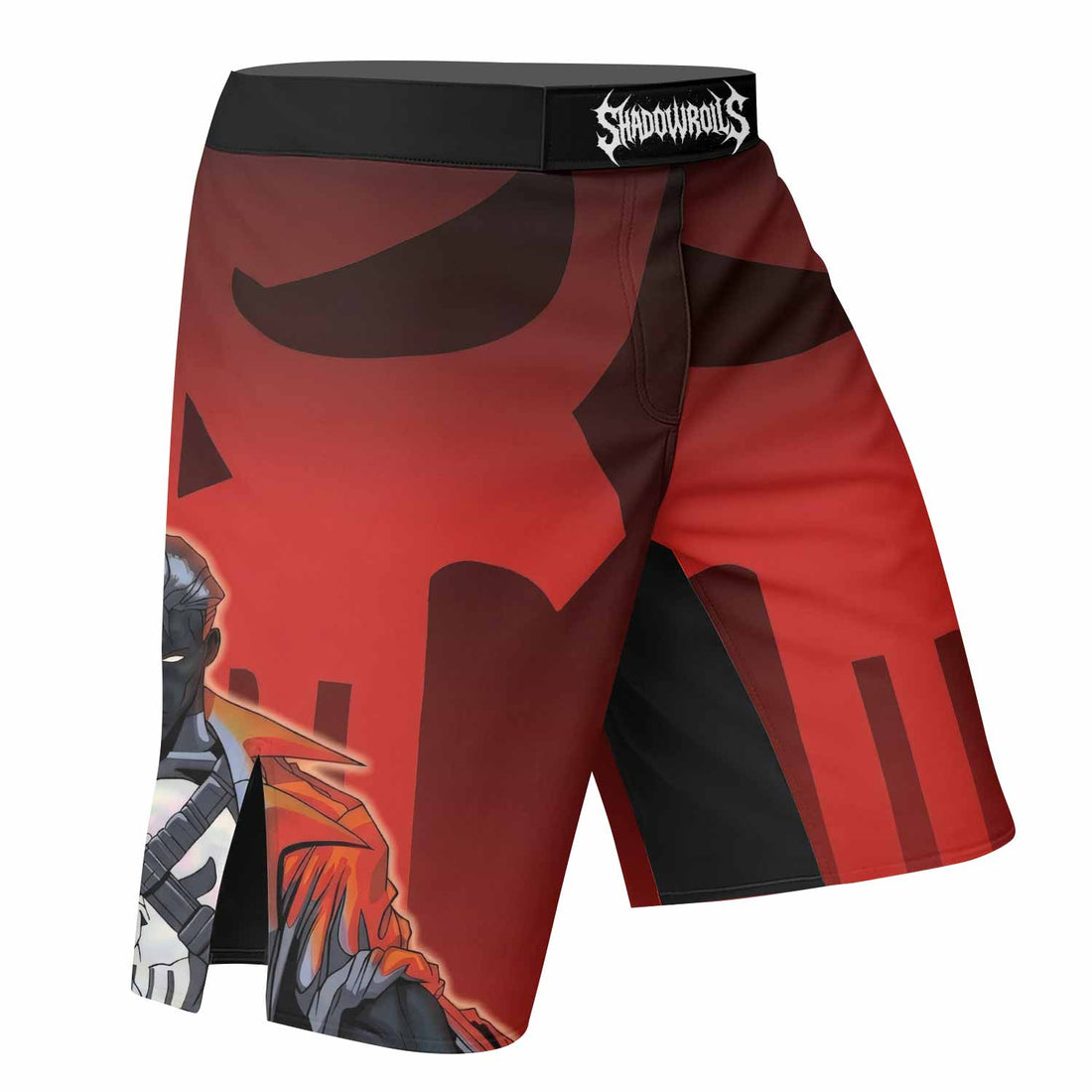 The Punisher Red Frank Castle Fight Shorts - right side mockup