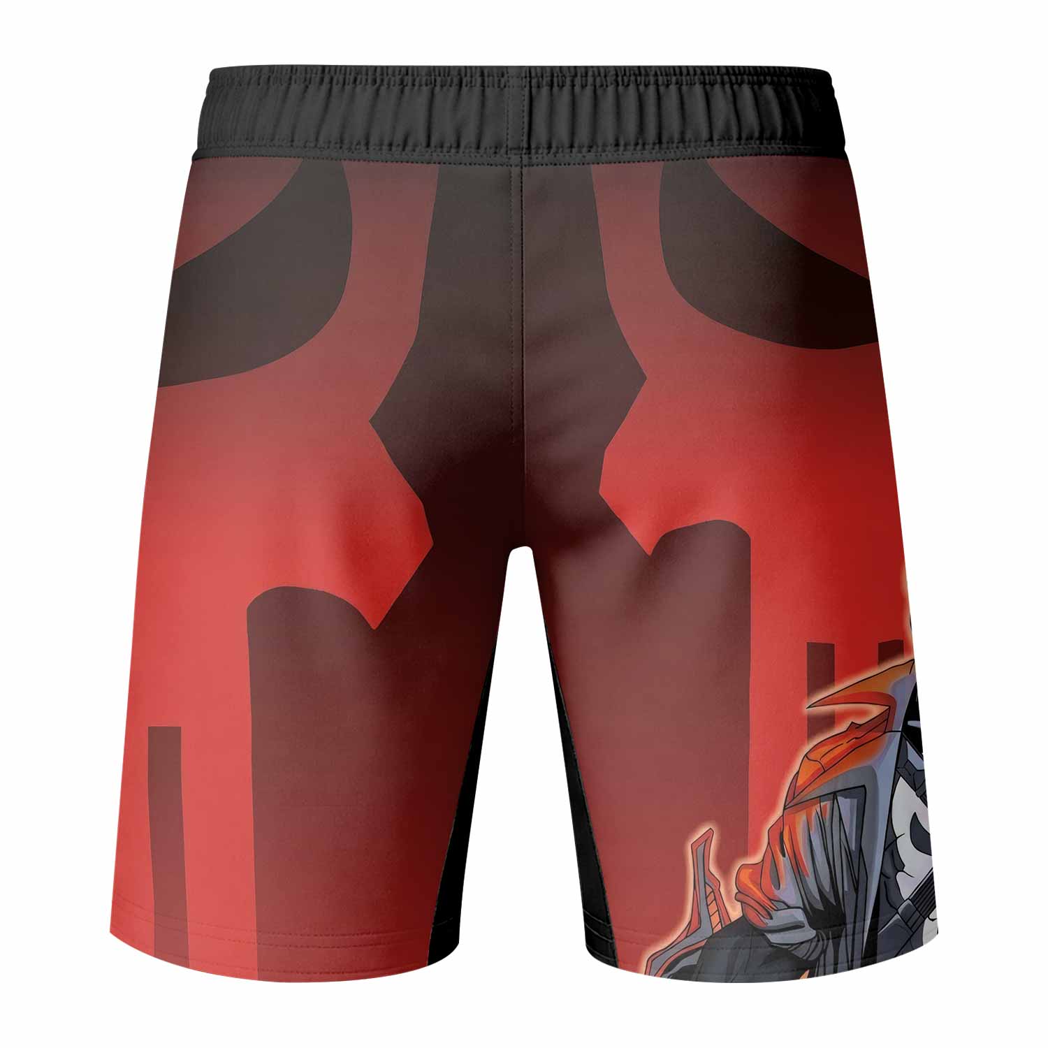The Punisher Red Frank Castle Fight Shorts - back view mockup