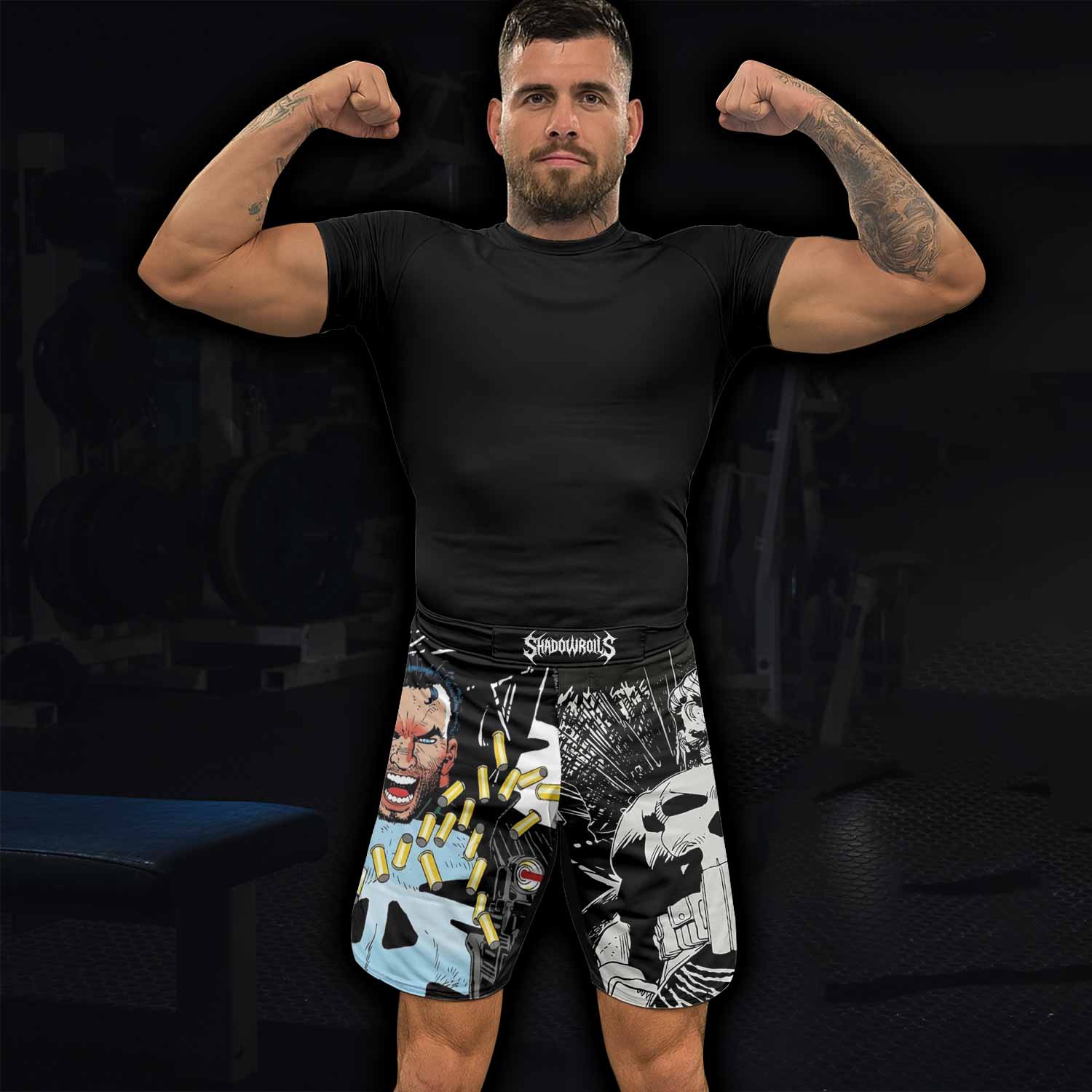 Punisher Bullet Storm Frank Castle Fight Shorts - lifestyle view