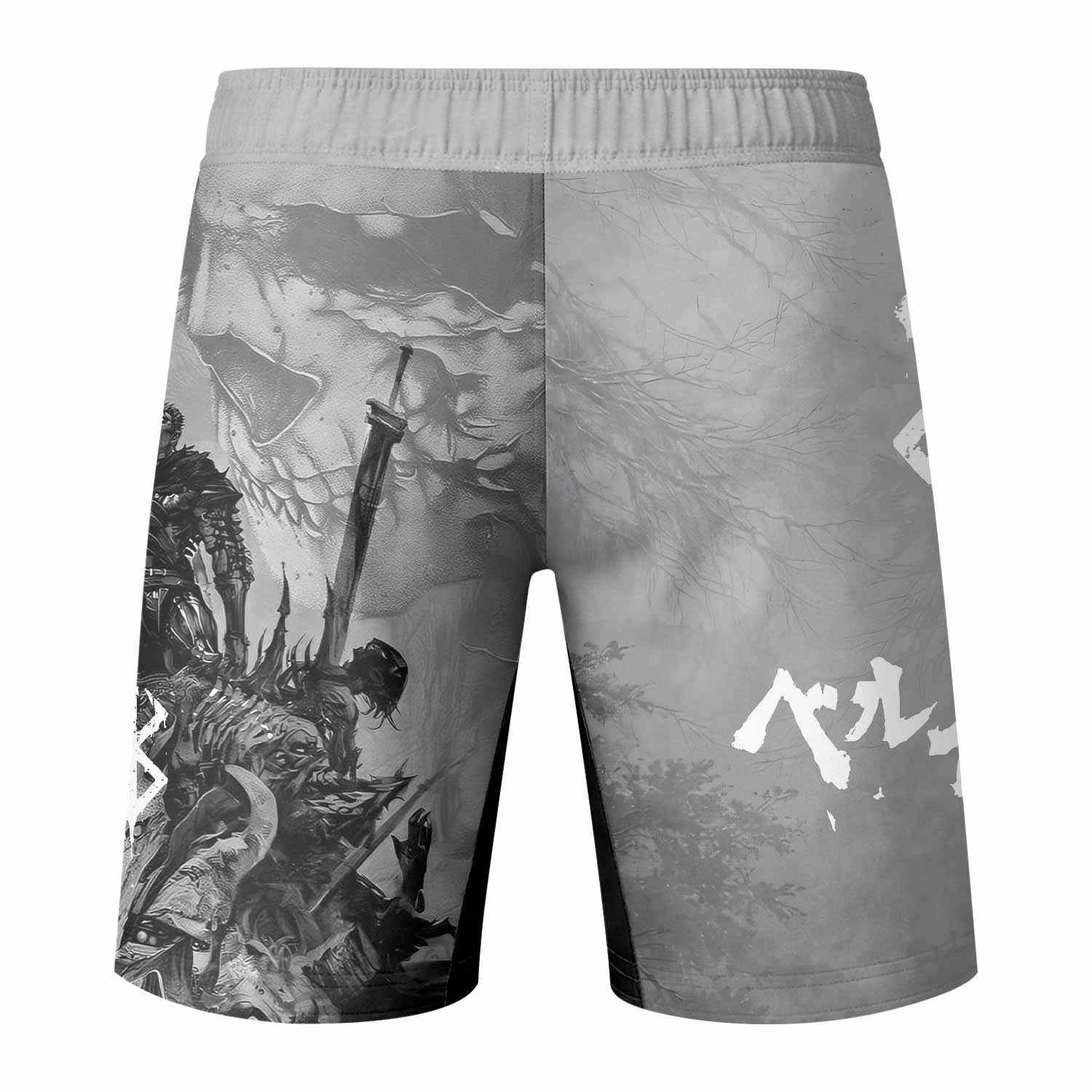 Berserk Guts Sorrow Fight Shorts - back view mockup
