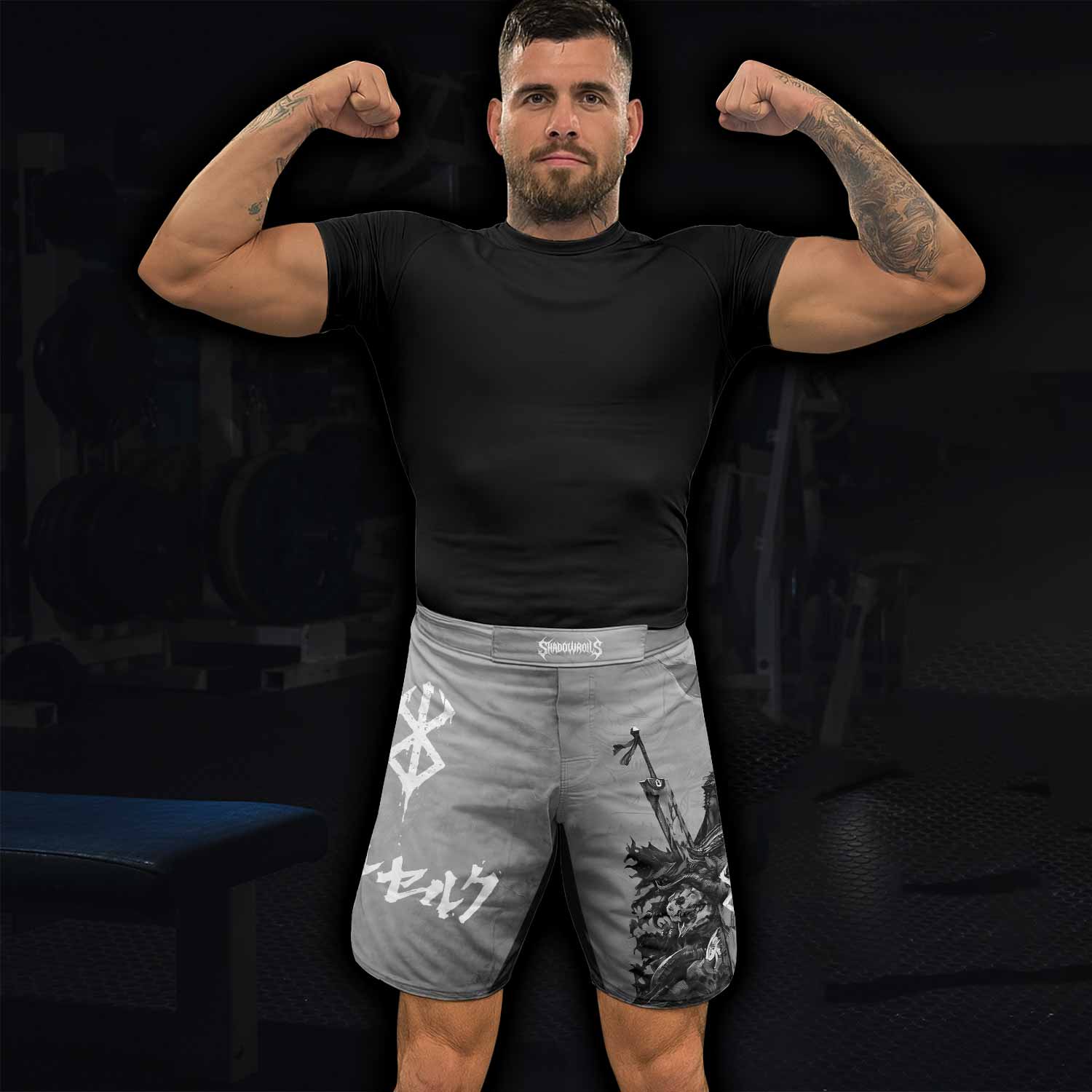 Berserk Guts Sorrow Fight Shorts - lifestyle view