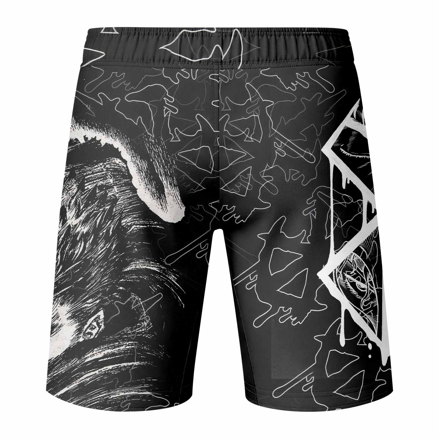 Berserk Forged In Blood Fight Shorts - back view mockup