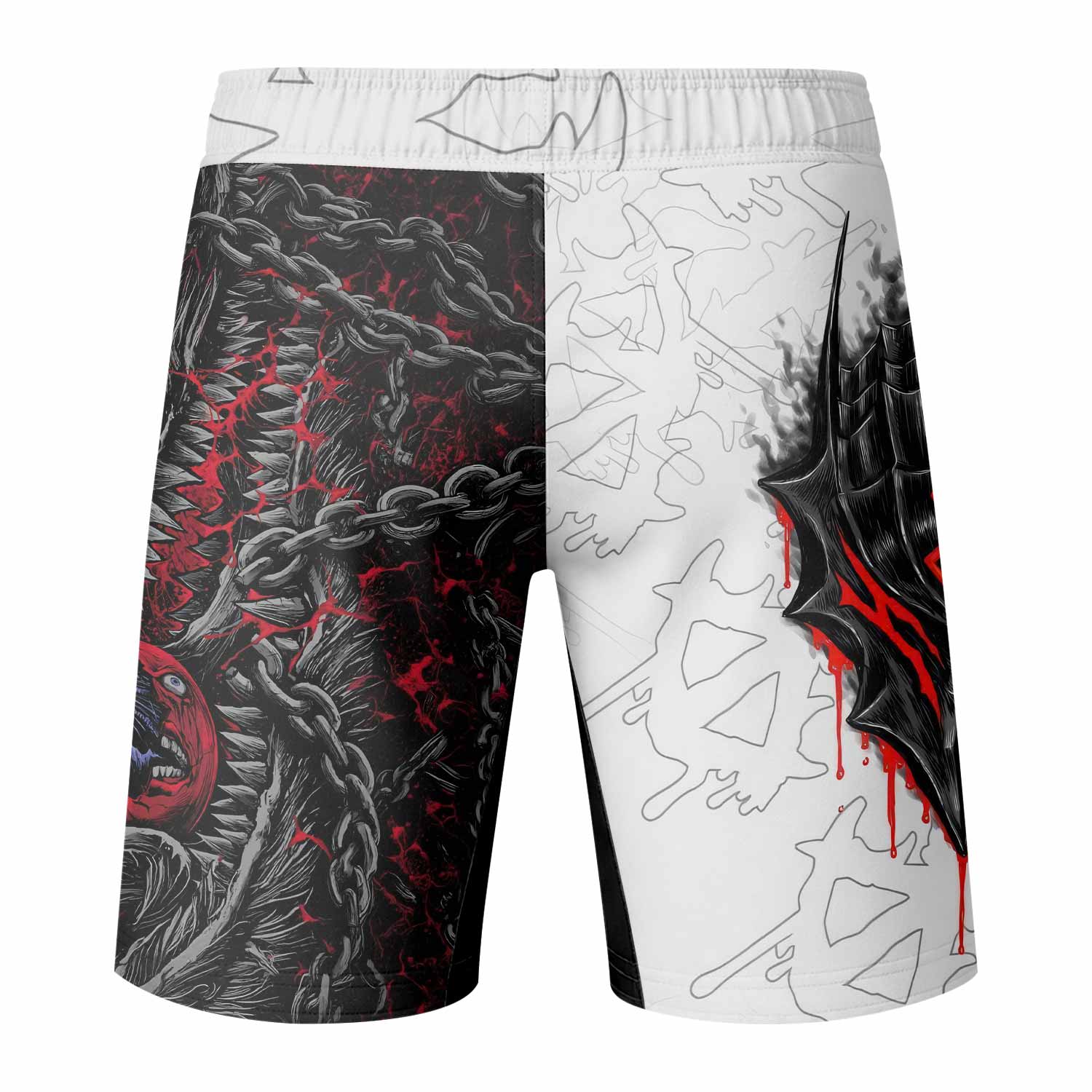 Berserk Berserker Armor Fight Shorts - back view mockup