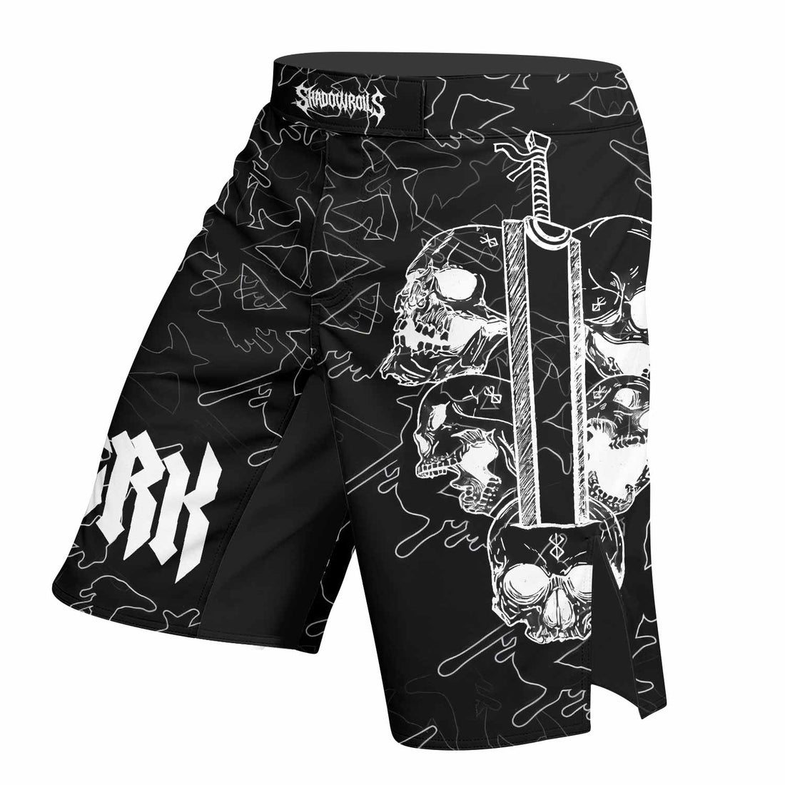 Berserk Dragon Slayer Skull Fight Shorts - right side mockup