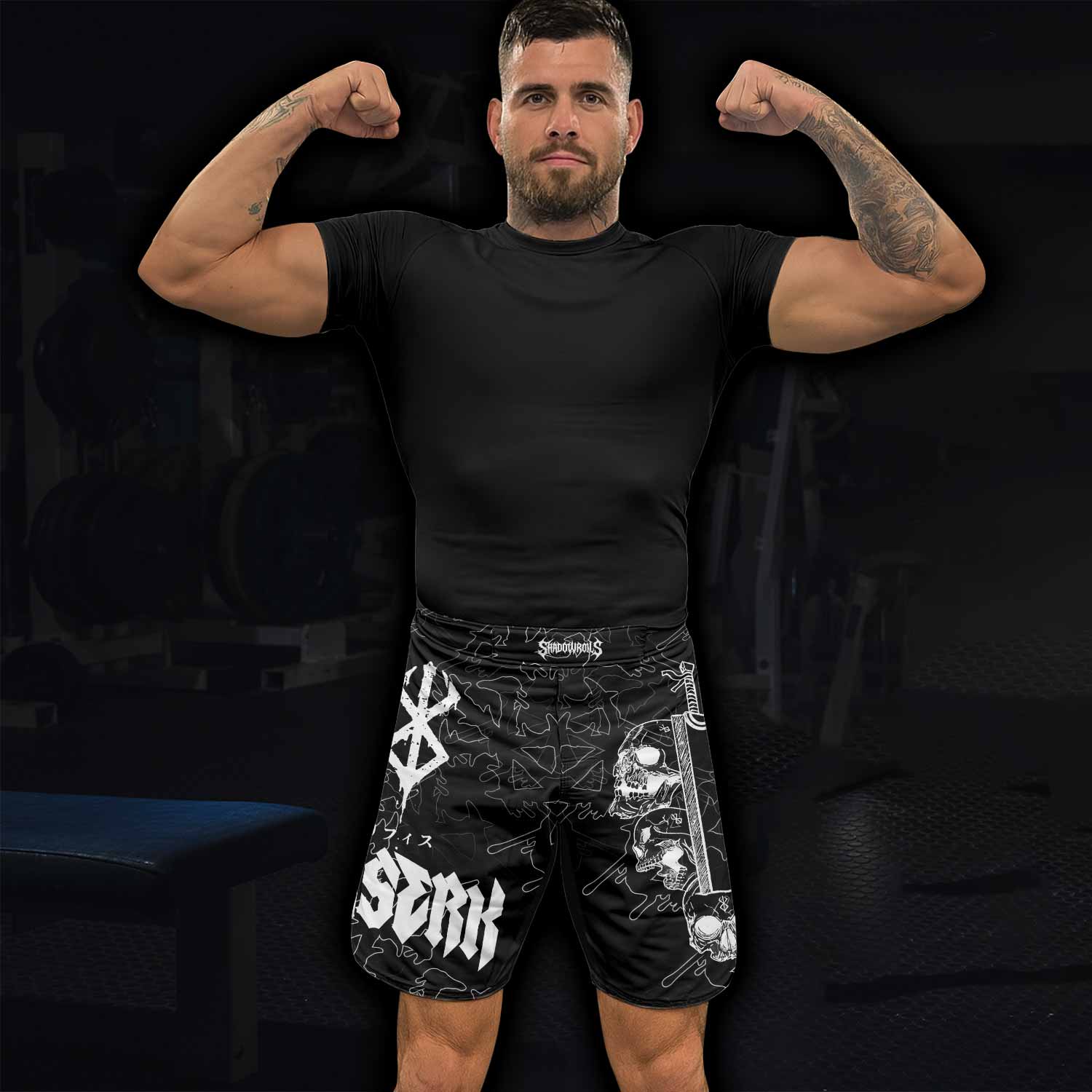 Berserk Dragon Slayer Skull Fight Shorts - lifestyle view