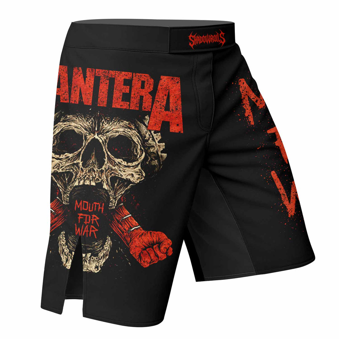 Pantera Mouth for War Fight Shorts - right side mockup