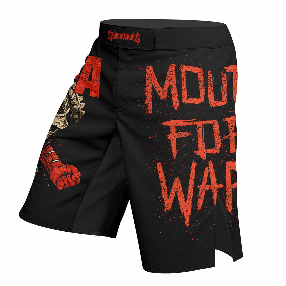 Pantera Mouth for War Fight Shorts - right side mockup