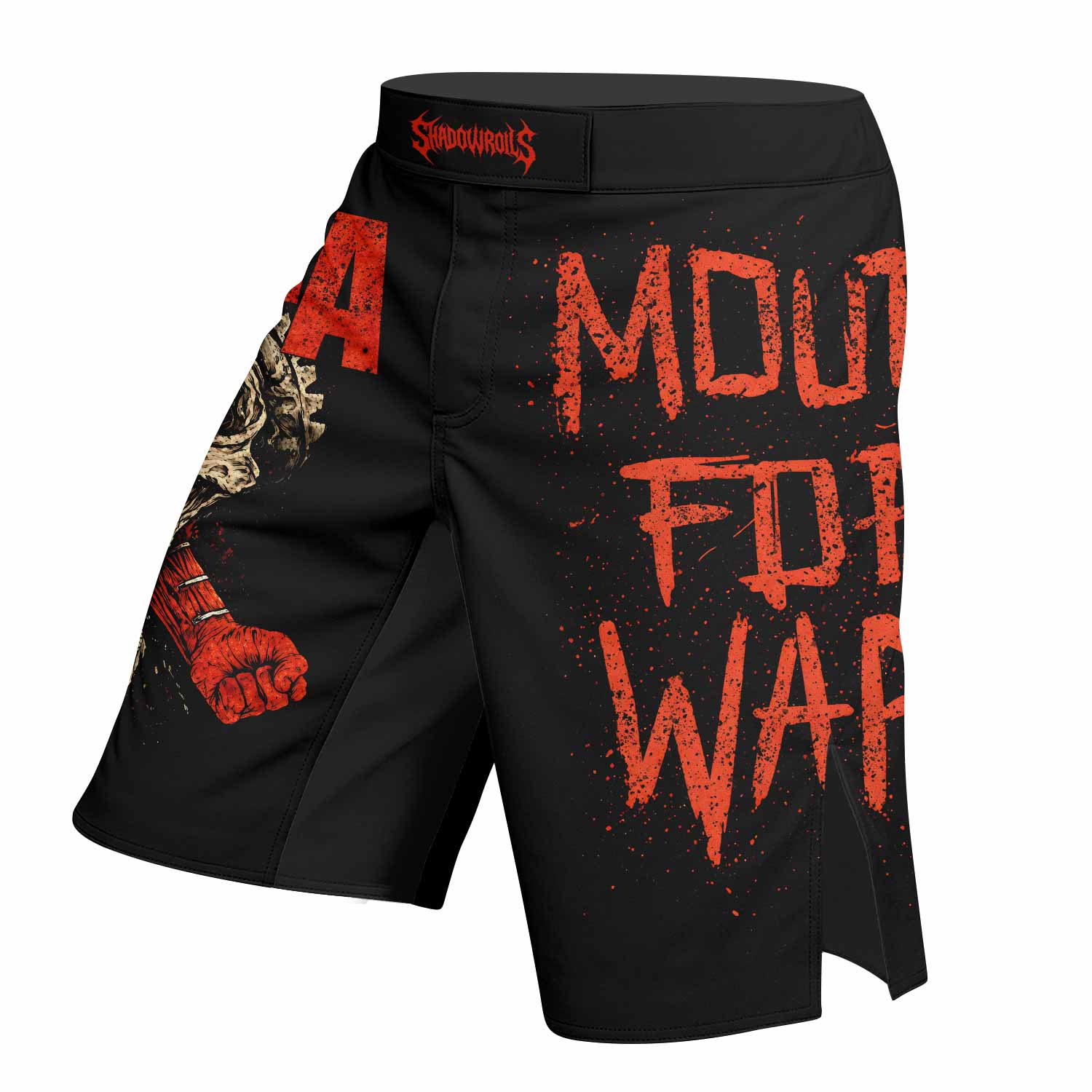 Pantera Mouth for War Fight Shorts - left side mockup