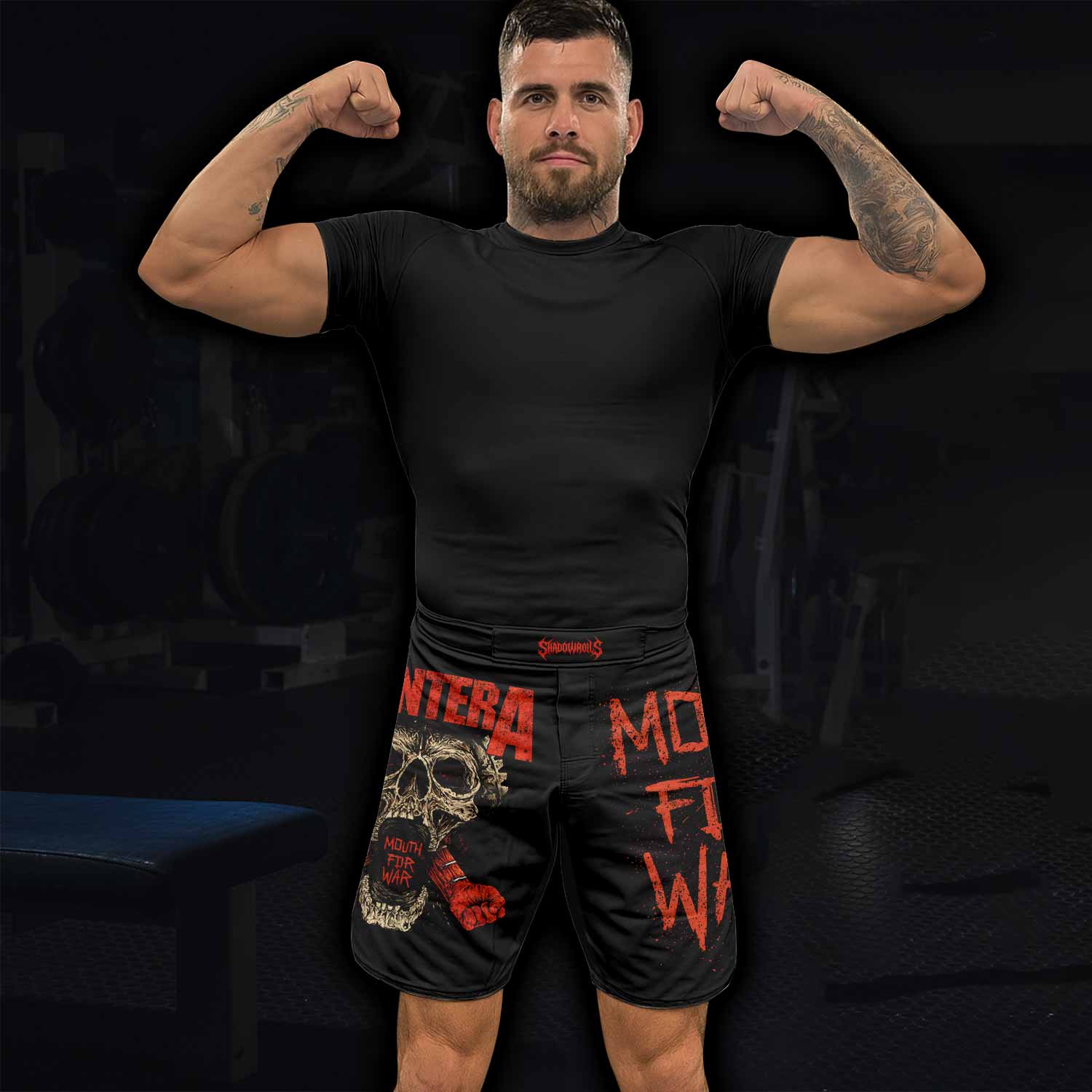 Pantera Mouth for War Fight Shorts - lifestyle view