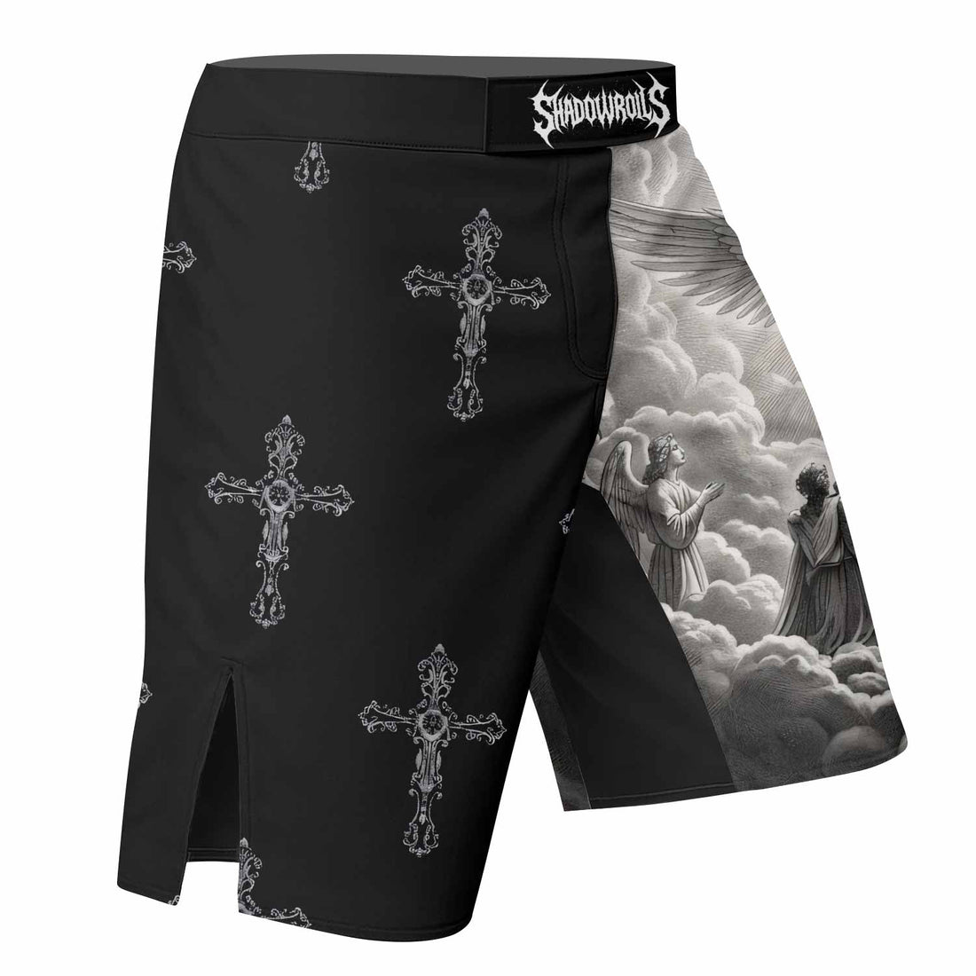 Jesus Saves Angel Ascension Fight Shorts - right side mockup