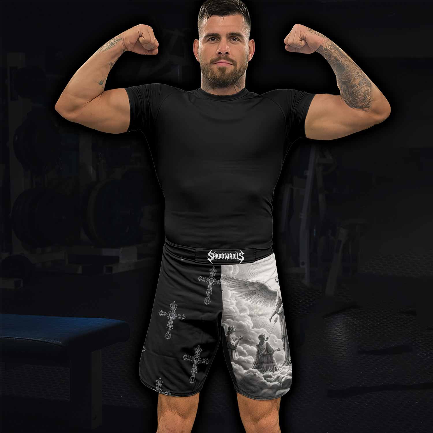Jesus Saves Angel Ascension Fight Shorts - lifestyle view