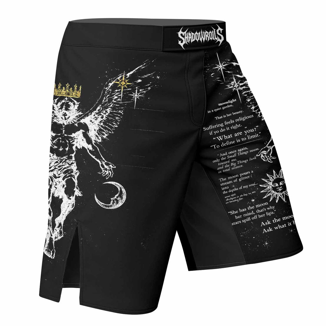 The Messenger Has Arrived Black Fight Shorts - right side mockup