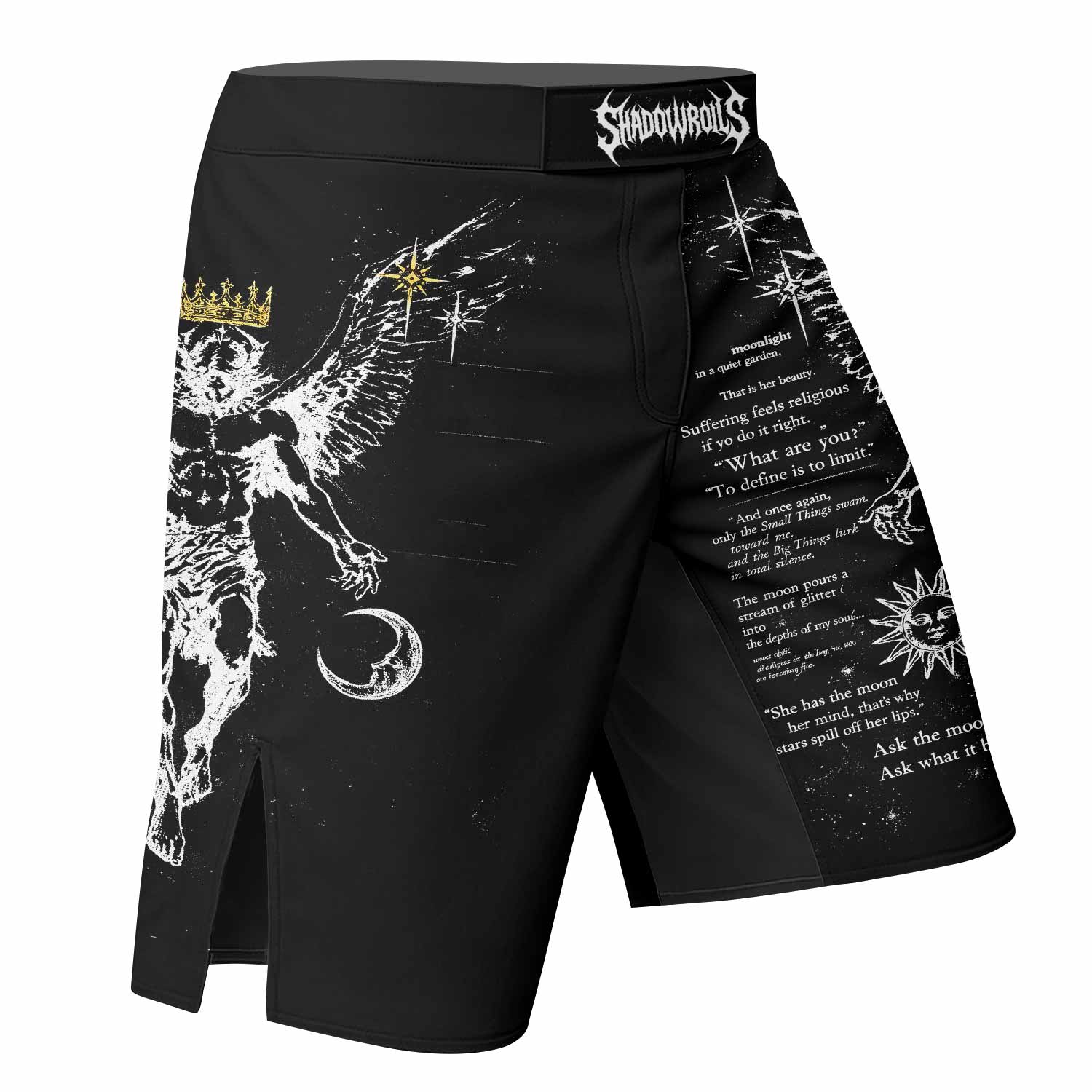 The Messenger Has Arrived Black Fight Shorts - right side mockup