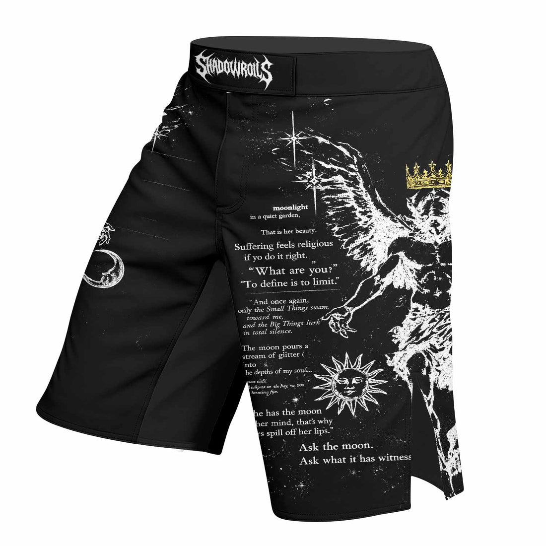 The Messenger Has Arrived Black Fight Shorts - right side mockup