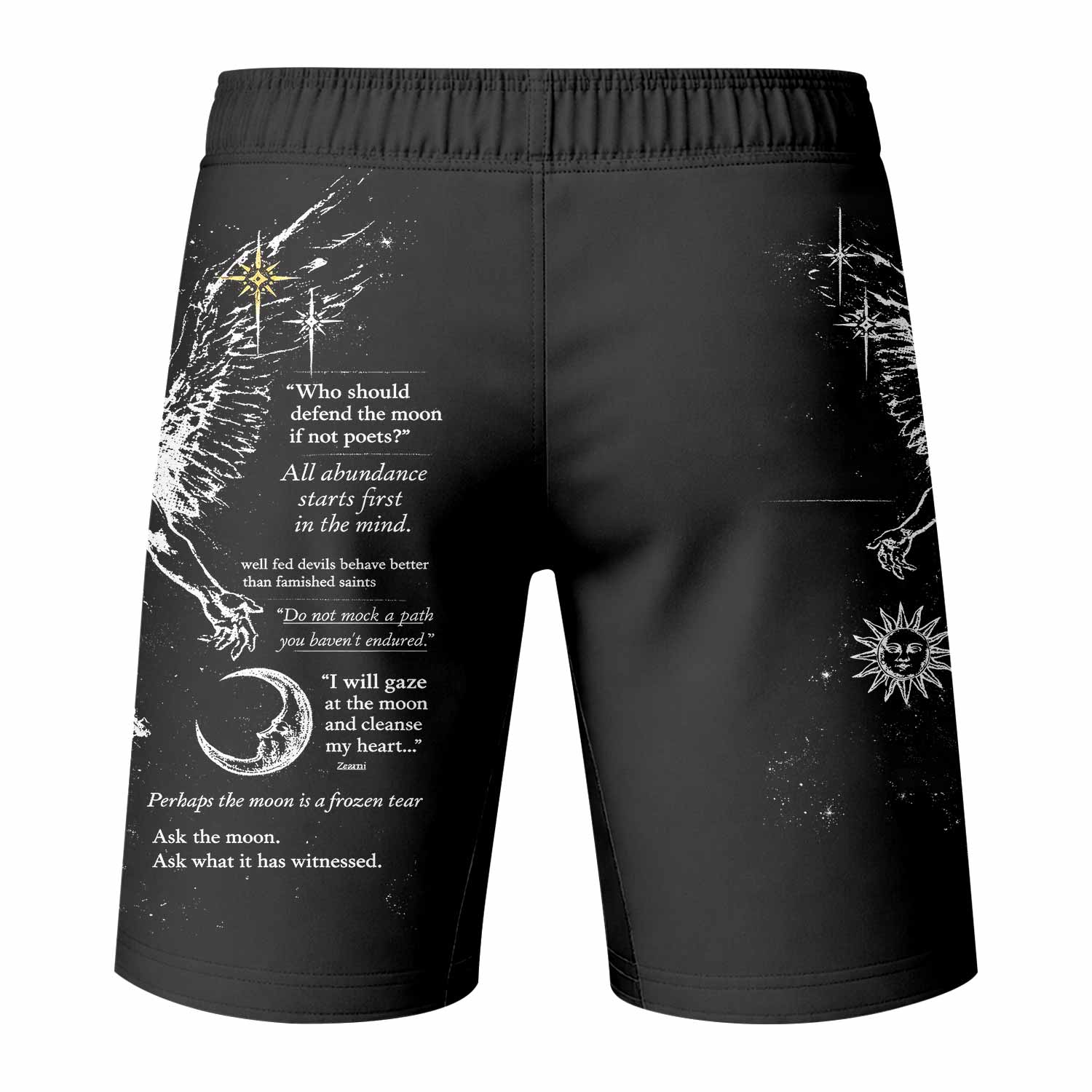 The Messenger Has Arrived Black Fight Shorts - back view mockup
