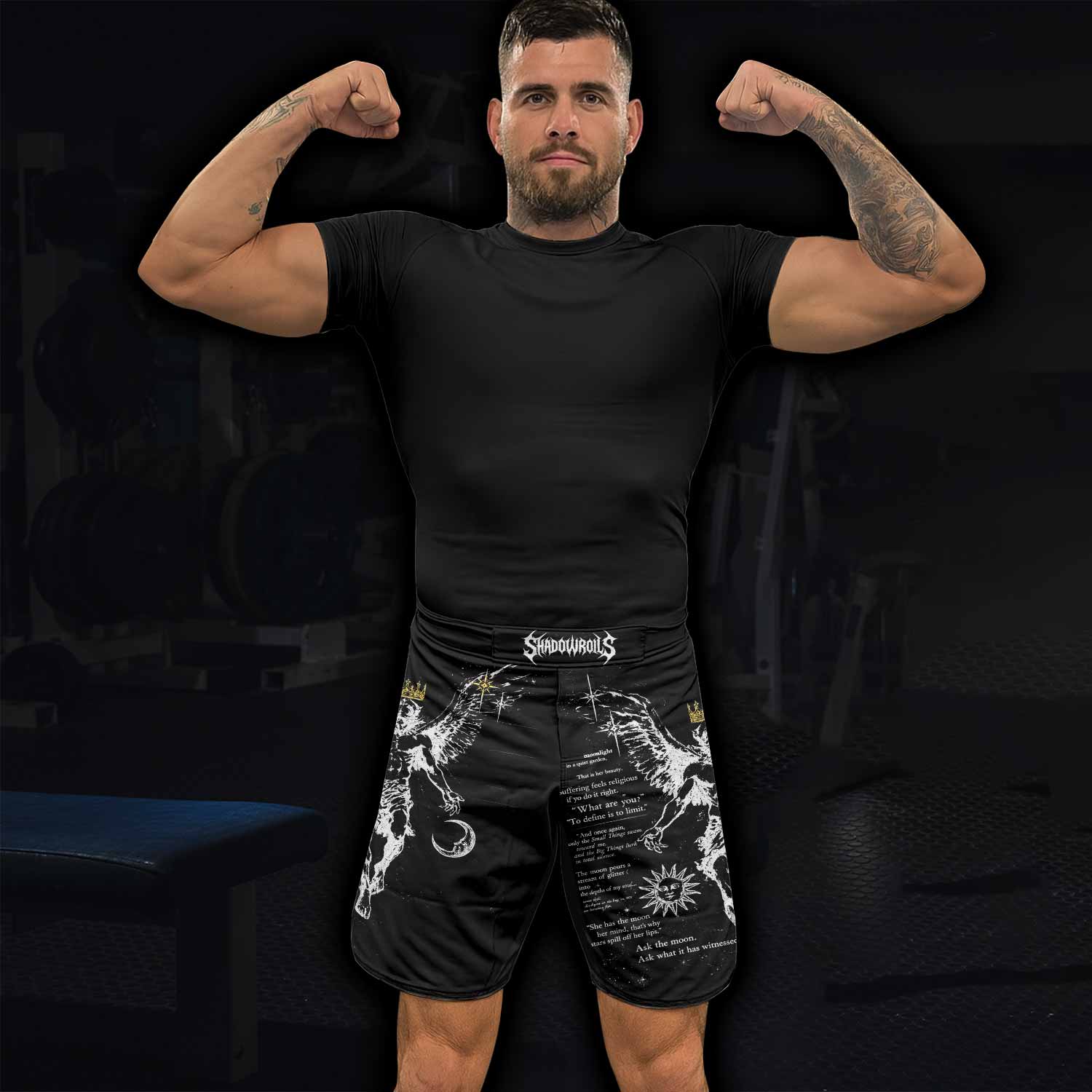 The Messenger Has Arrived Black Fight Shorts - lifestyle view