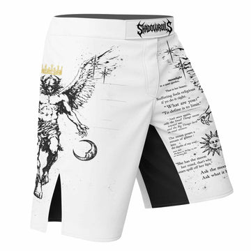 The Messenger Has Arrived White Fight Shorts - right side mockup