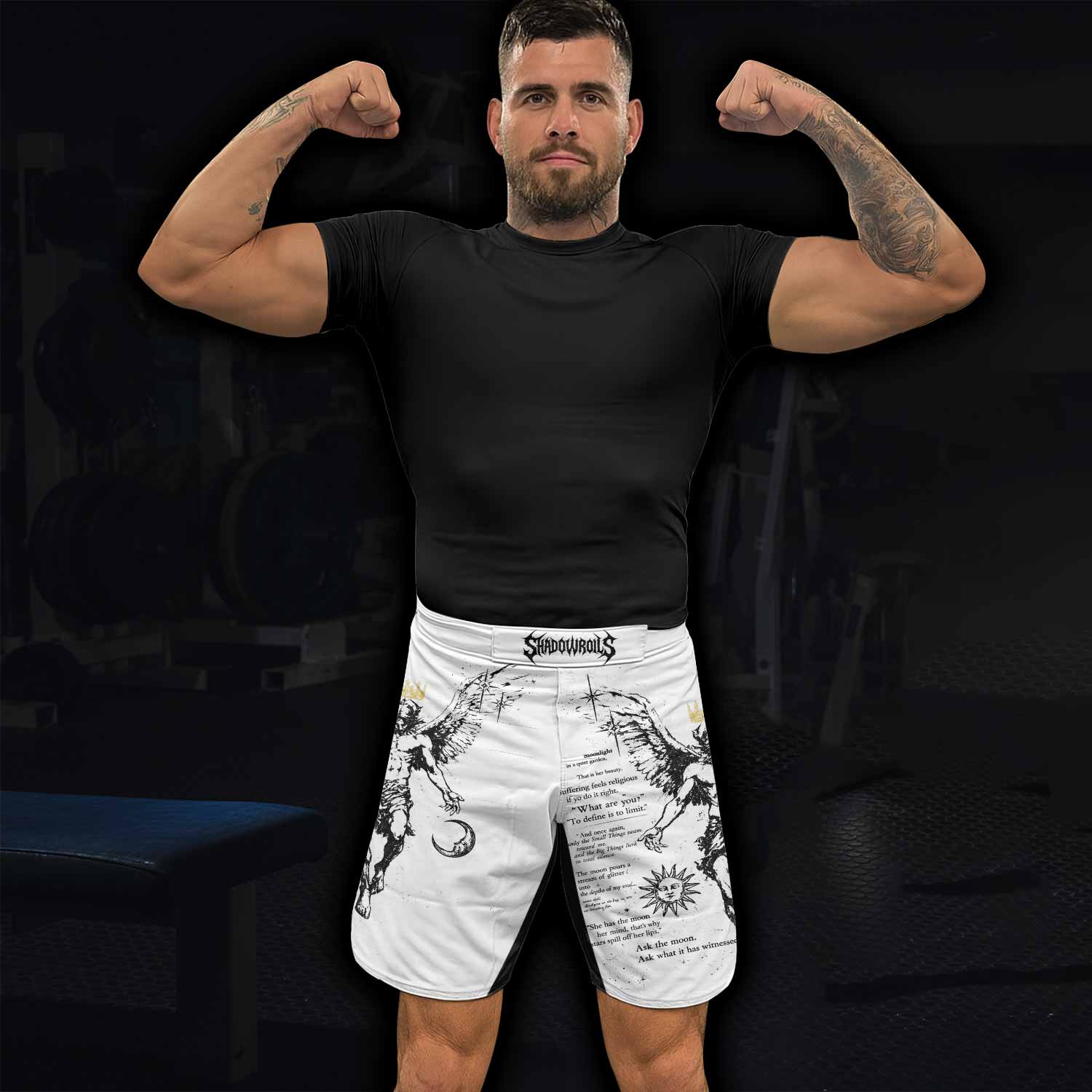 The Messenger Has Arrived White Fight Shorts - lifestyle view