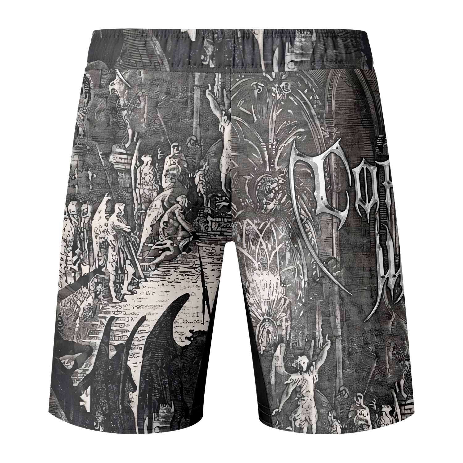 Corporate World Paradise Lost Fight Shorts - back view mockup