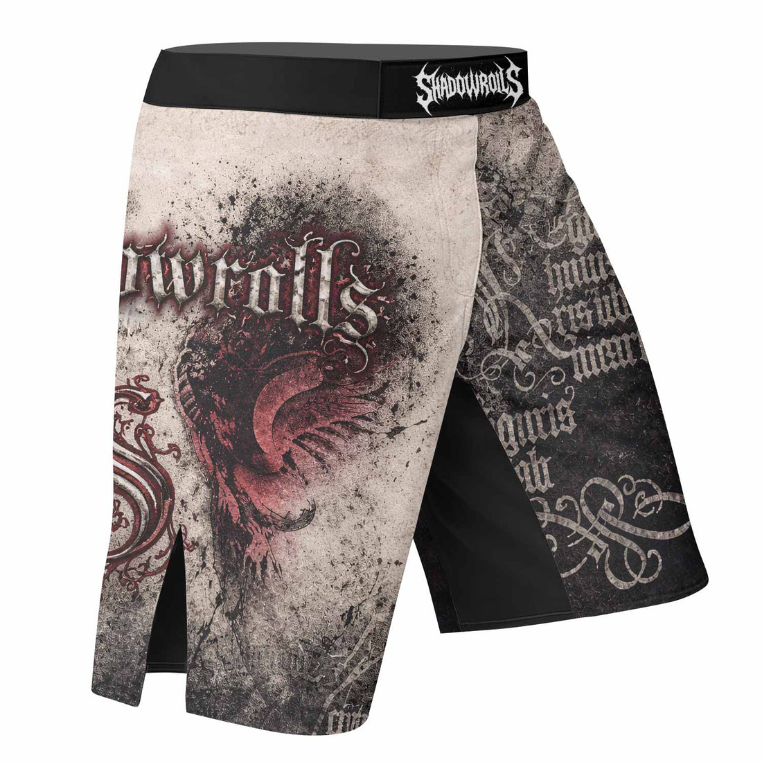 Grunge Smoke Gothic Fight Shorts - right side mockup