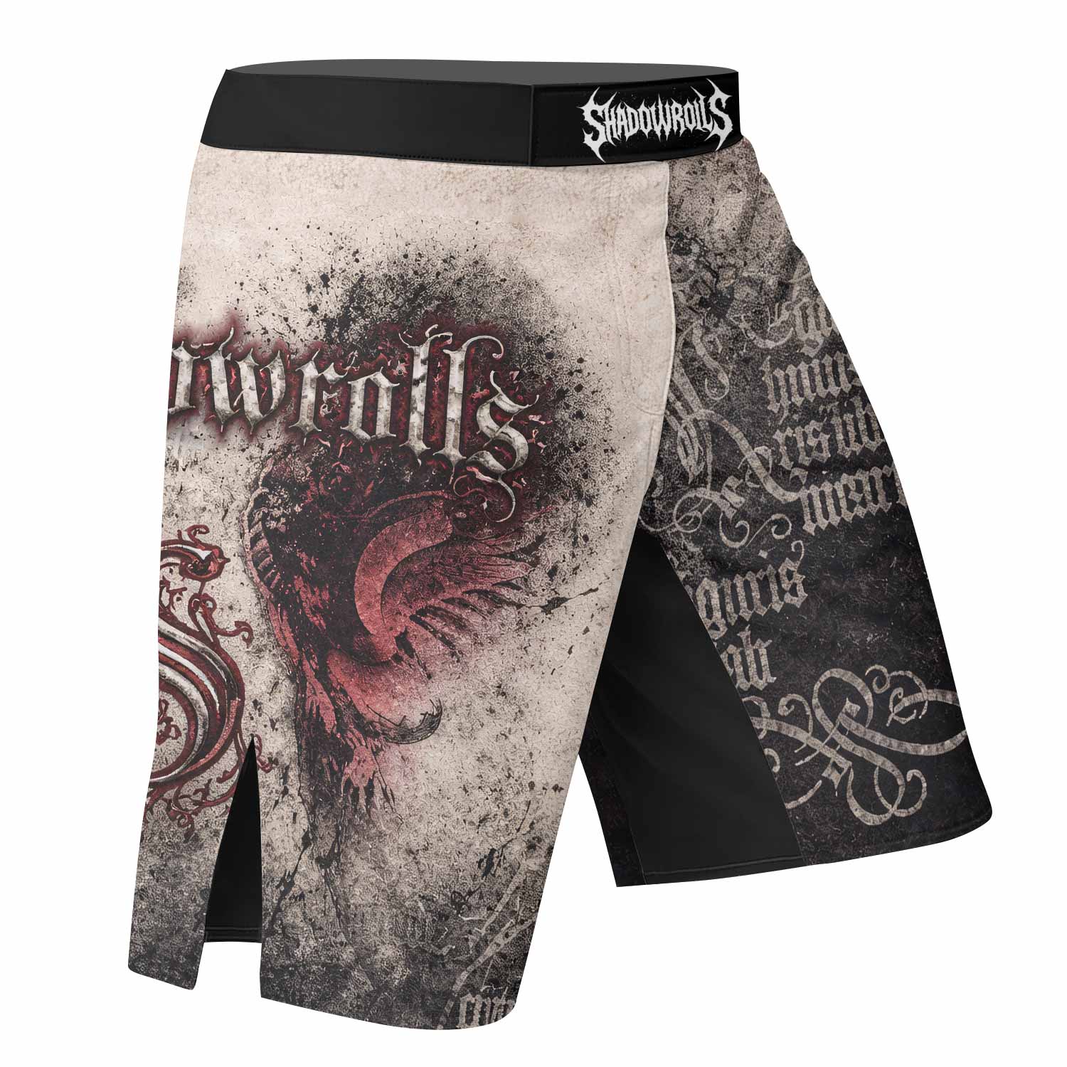 Grunge Smoke Gothic Fight Shorts - right side mockup