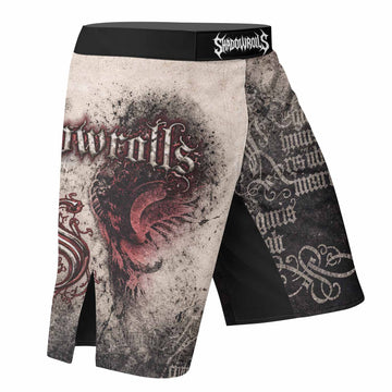 Grunge Smoke Gothic Fight Shorts - right side mockup