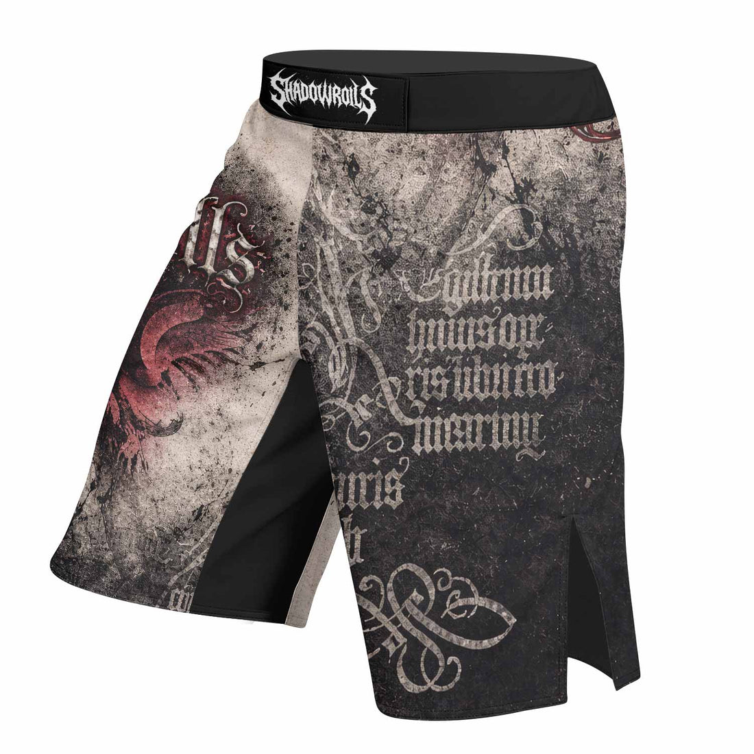 Grunge Smoke Gothic Fight Shorts - right side mockup