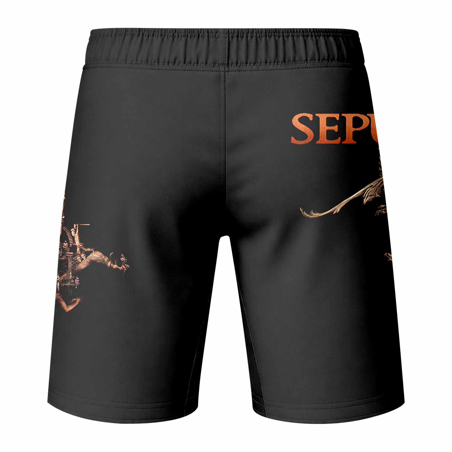 Sepultura A-Lex Fight Shorts - back view mockup