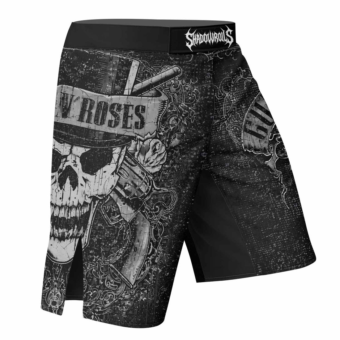Guns N' Roses Skull Fight Shorts - right side mockup