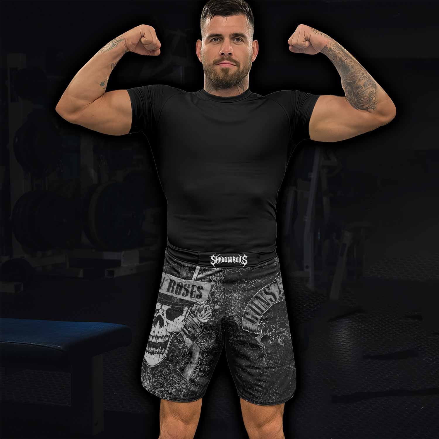 Guns N' Roses Skull Fight Shorts - lifestyle view