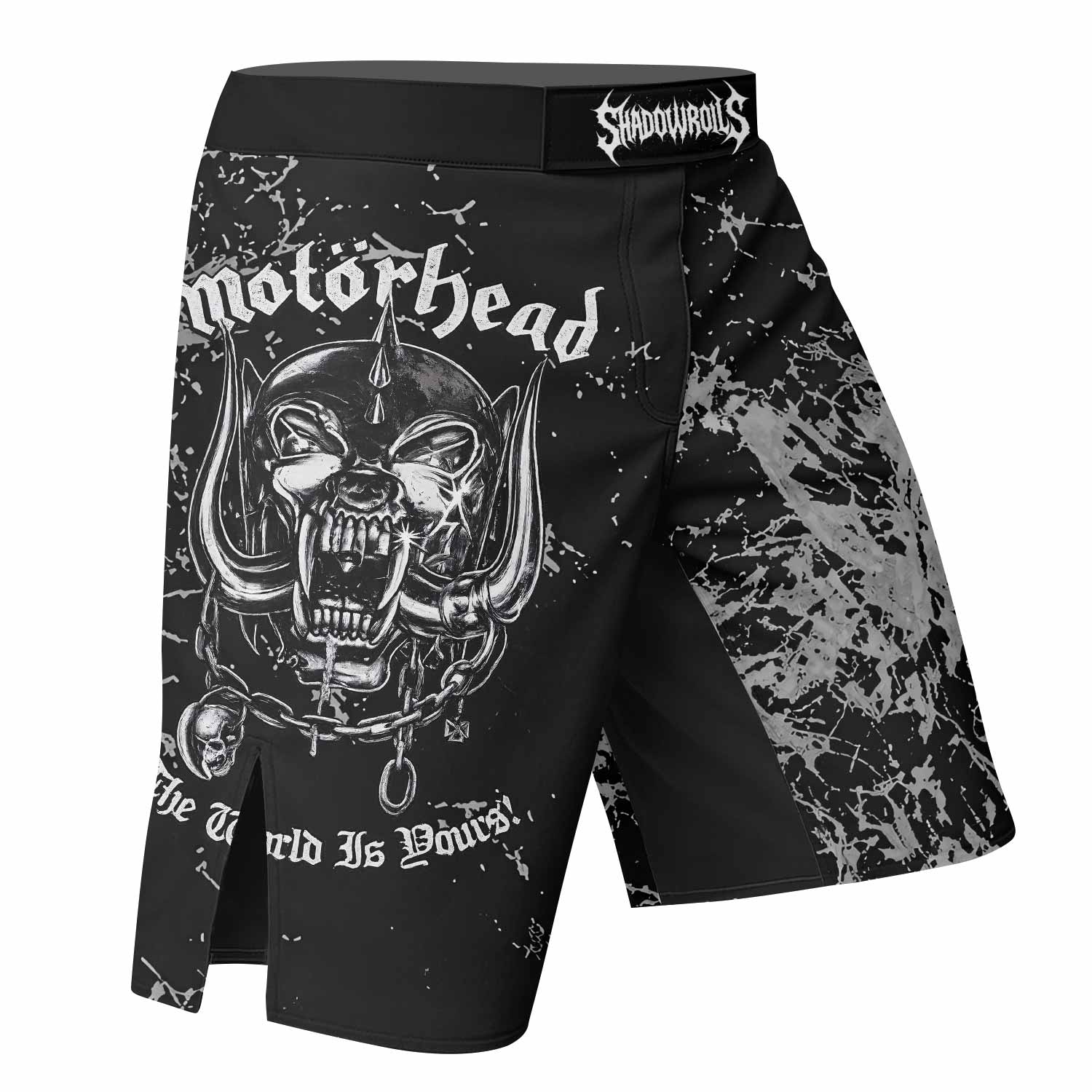 Motörhead The Wörld Is Yours Fight Shorts - right side mockup